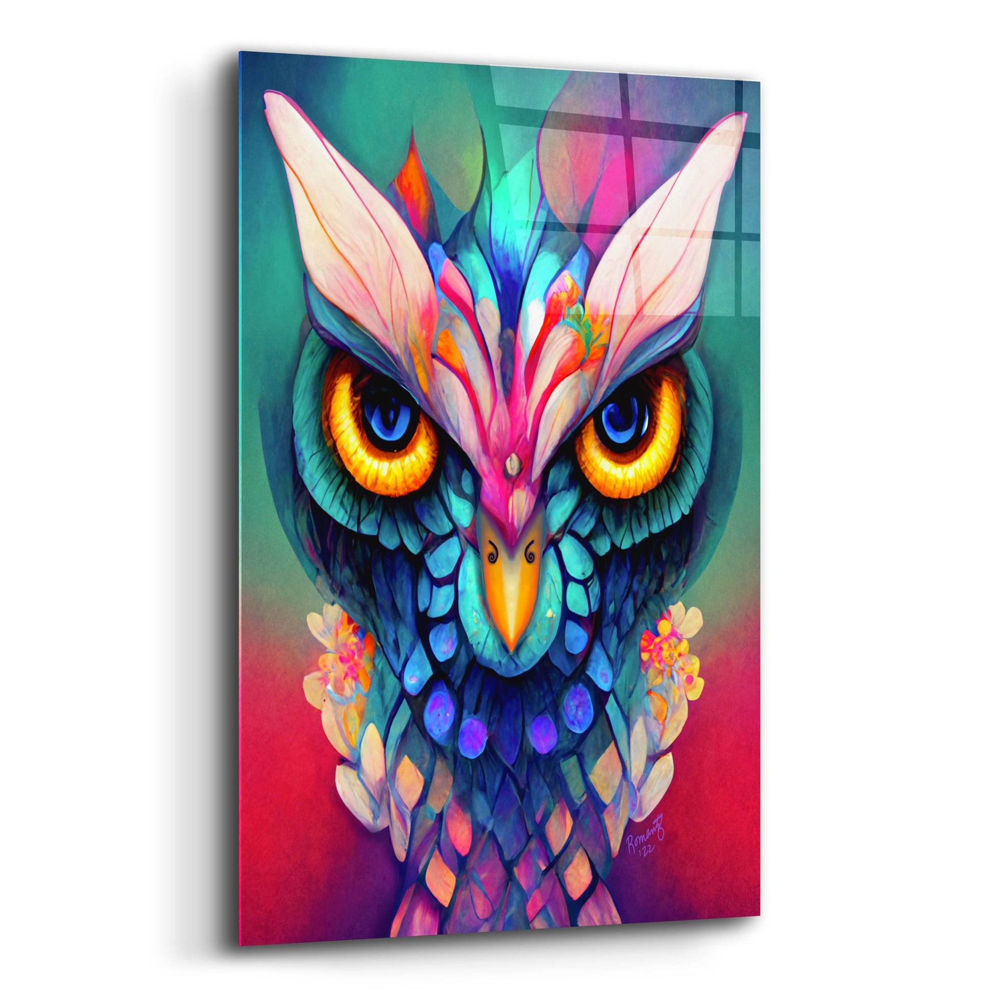 Epic Art 'Fantasy Owls 2' by Romantz Art, Acrylic Glass Wall Art,12x16