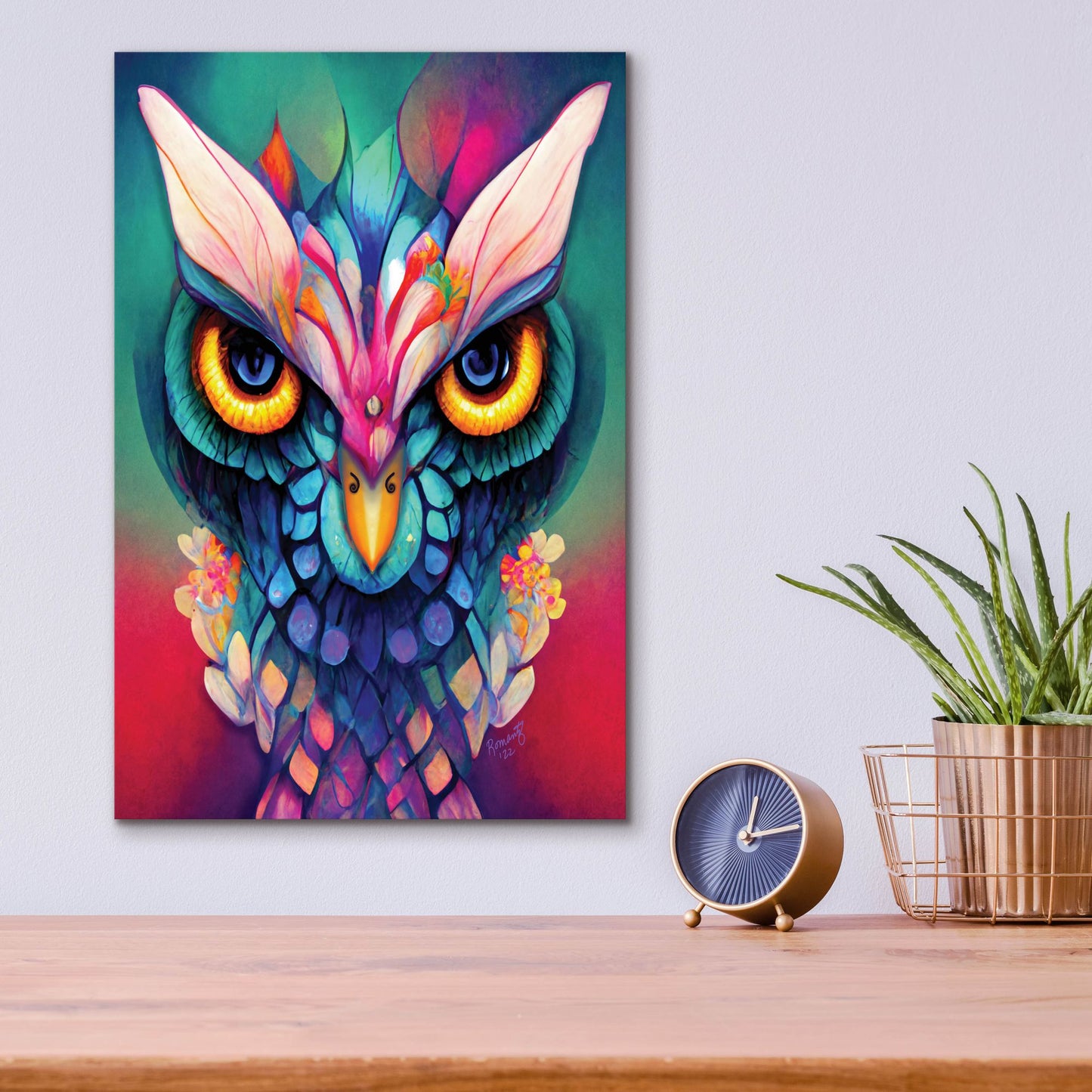 Epic Art 'Fantasy Owls 2' by Romantz Art, Acrylic Glass Wall Art,12x16