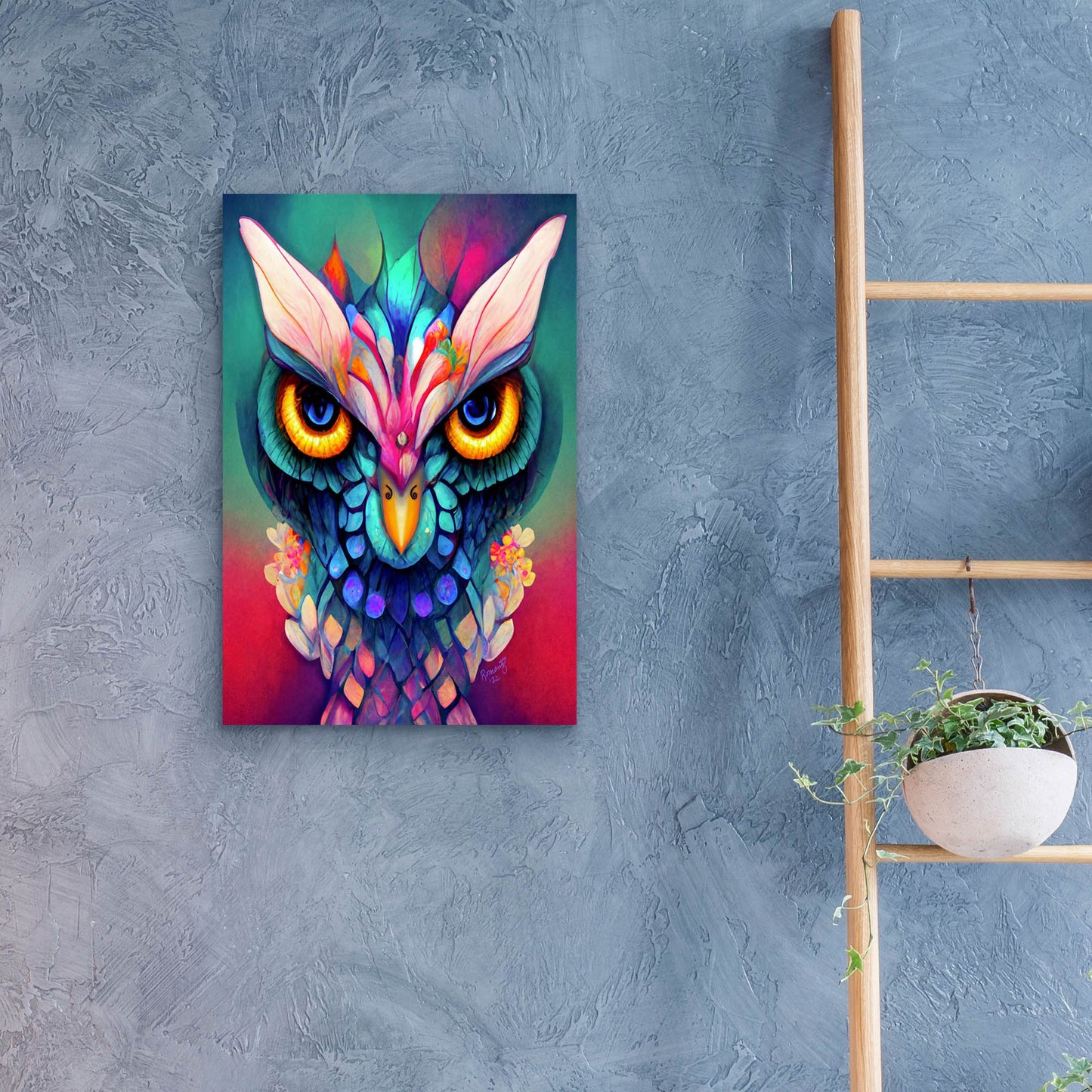 Epic Art 'Fantasy Owls 2' by Romantz Art, Acrylic Glass Wall Art,16x24