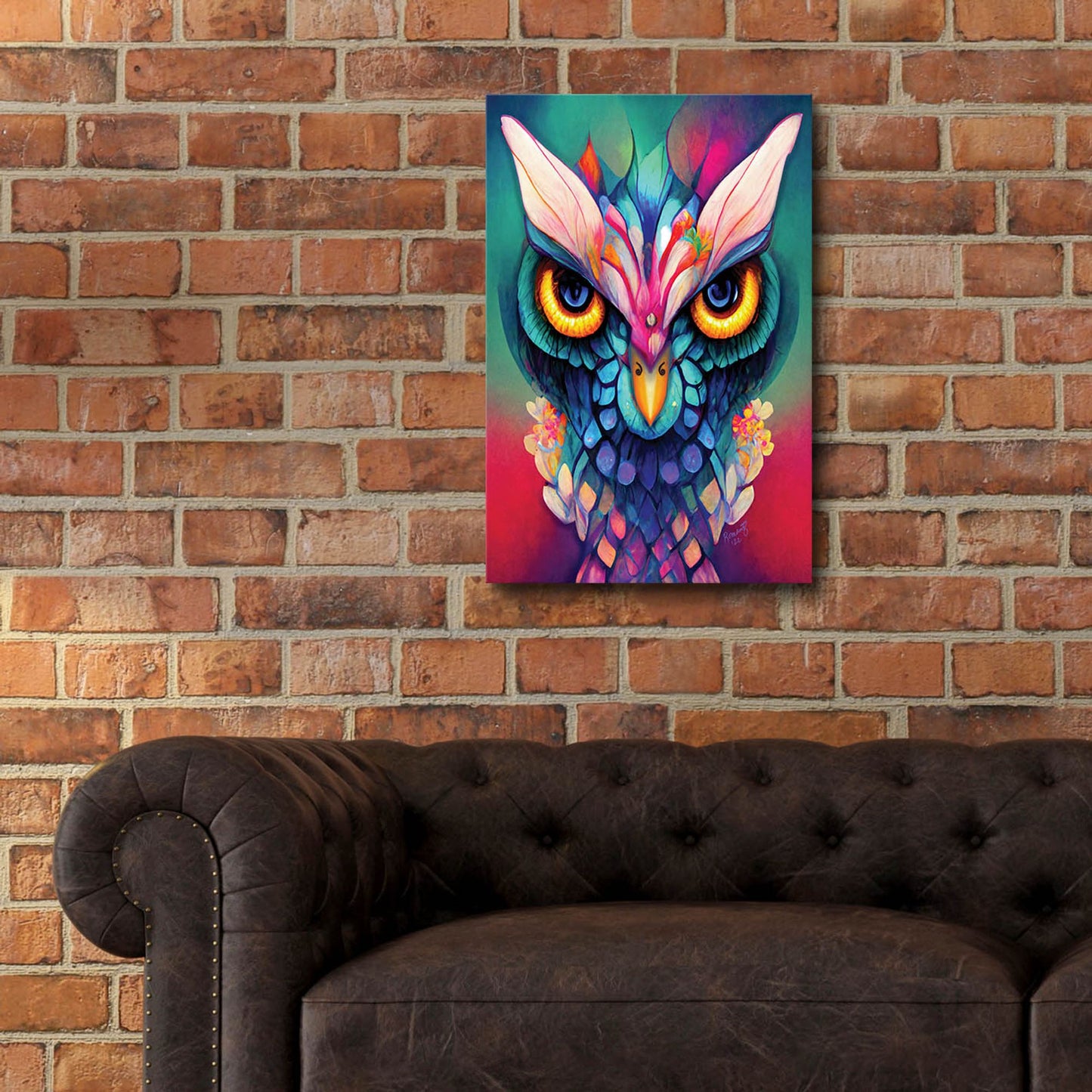 Epic Art 'Fantasy Owls 2' by Romantz Art, Acrylic Glass Wall Art,16x24