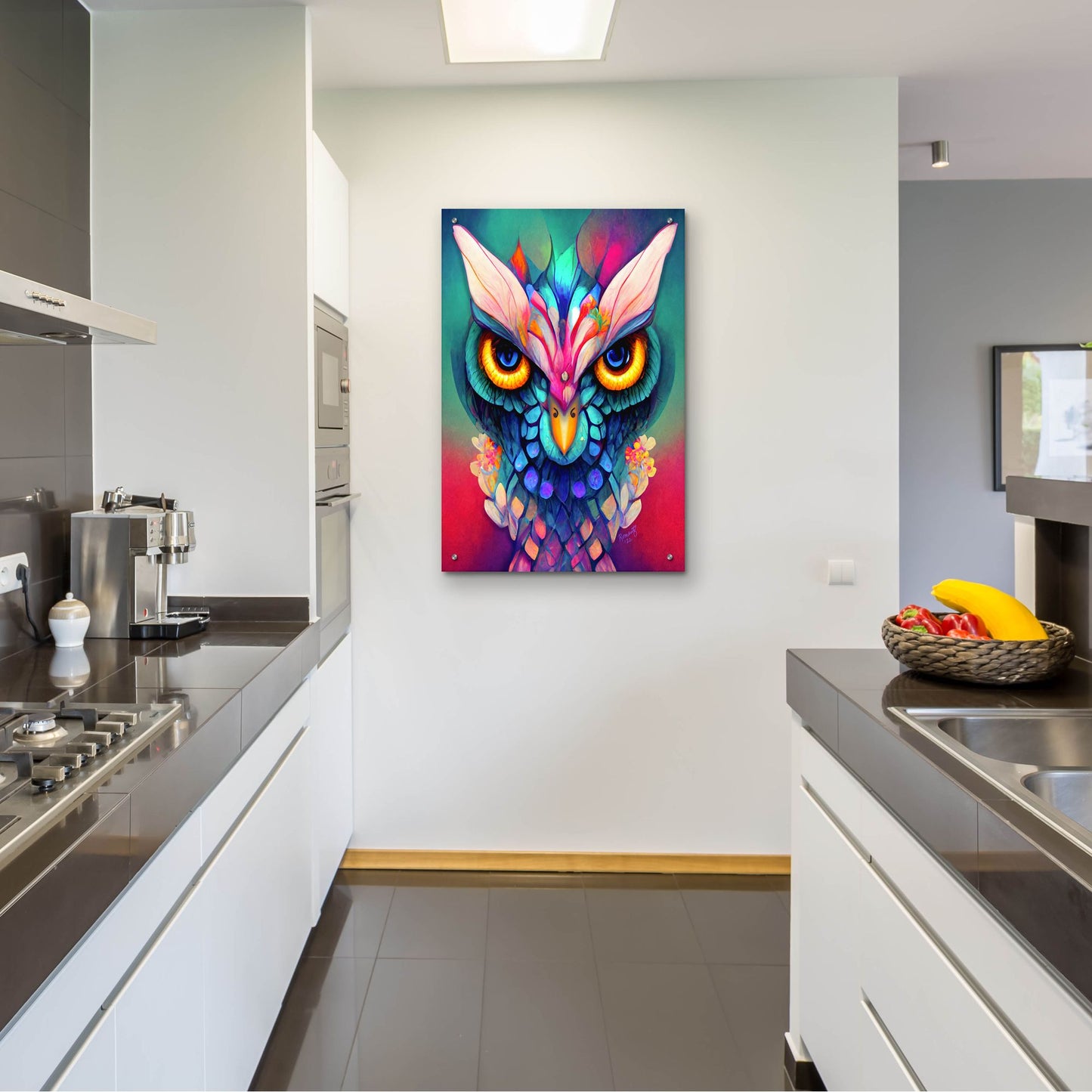 Epic Art 'Fantasy Owls 2' by Romantz Art, Acrylic Glass Wall Art,24x36