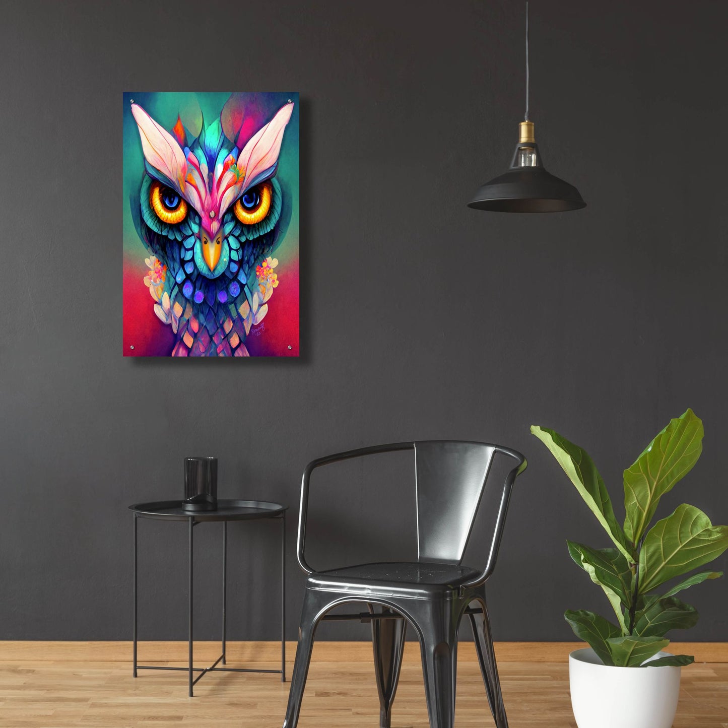 Epic Art 'Fantasy Owls 2' by Romantz Art, Acrylic Glass Wall Art,24x36