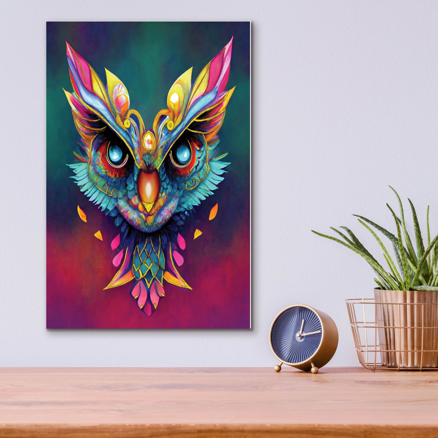 Epic Art 'Fantasy Owls 3' by Romantz Art, Acrylic Glass Wall Art,12x16