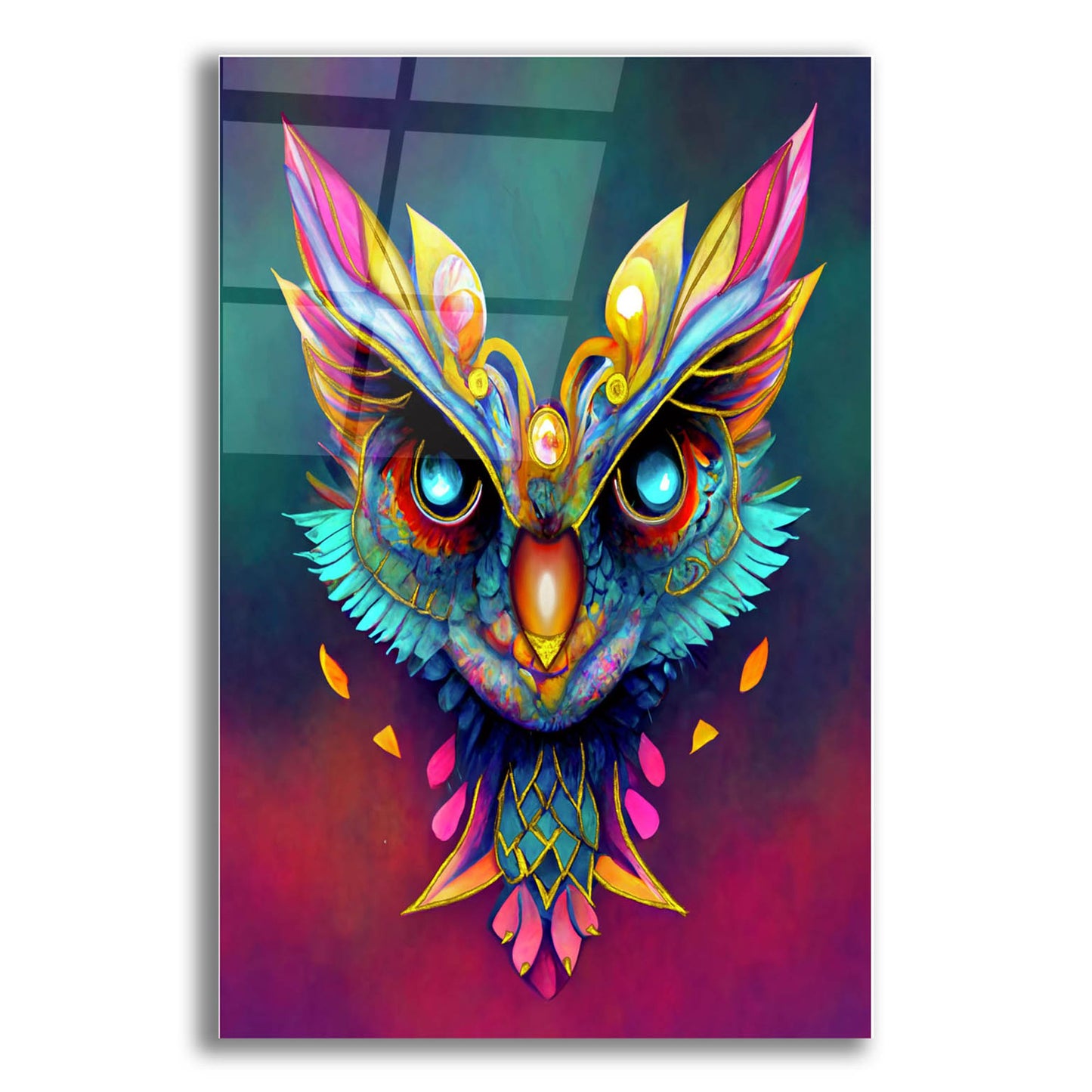 Epic Art 'Fantasy Owls 3' by Romantz Art, Acrylic Glass Wall Art,12x16