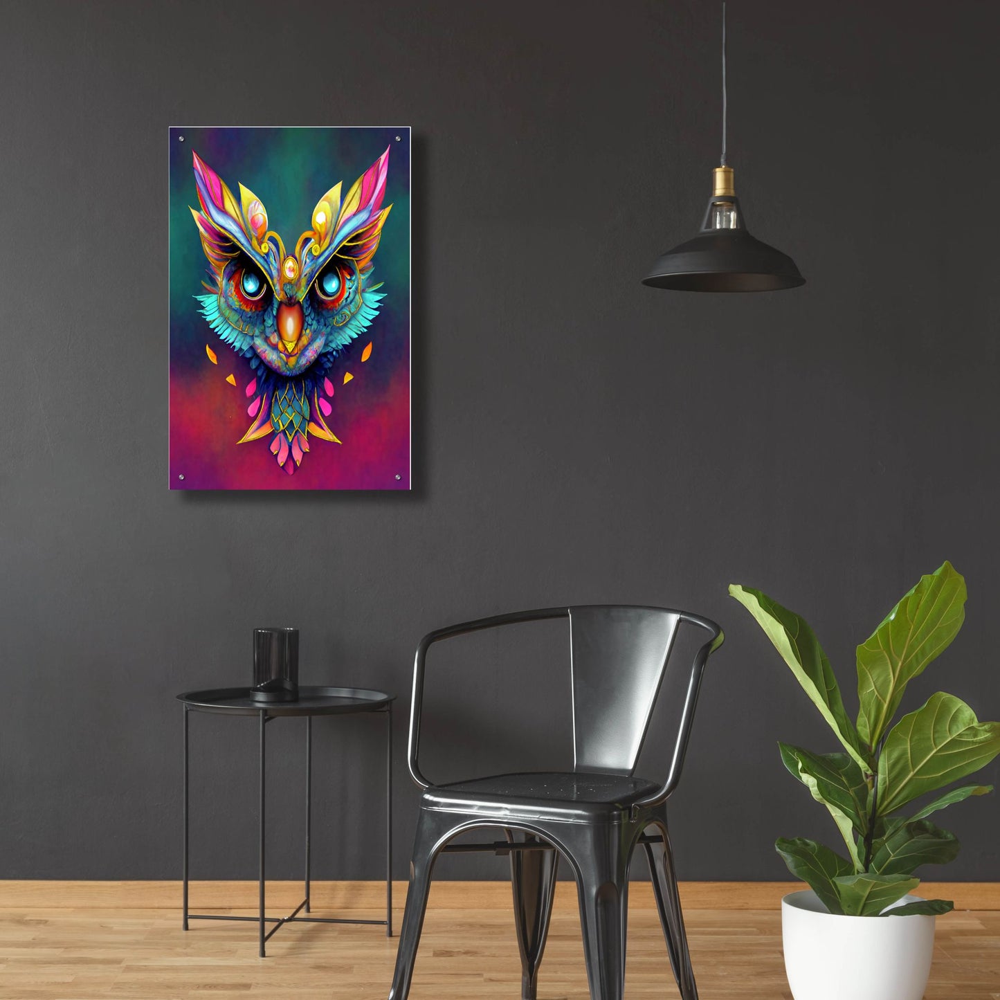 Epic Art 'Fantasy Owls 3' by Romantz Art, Acrylic Glass Wall Art,24x36