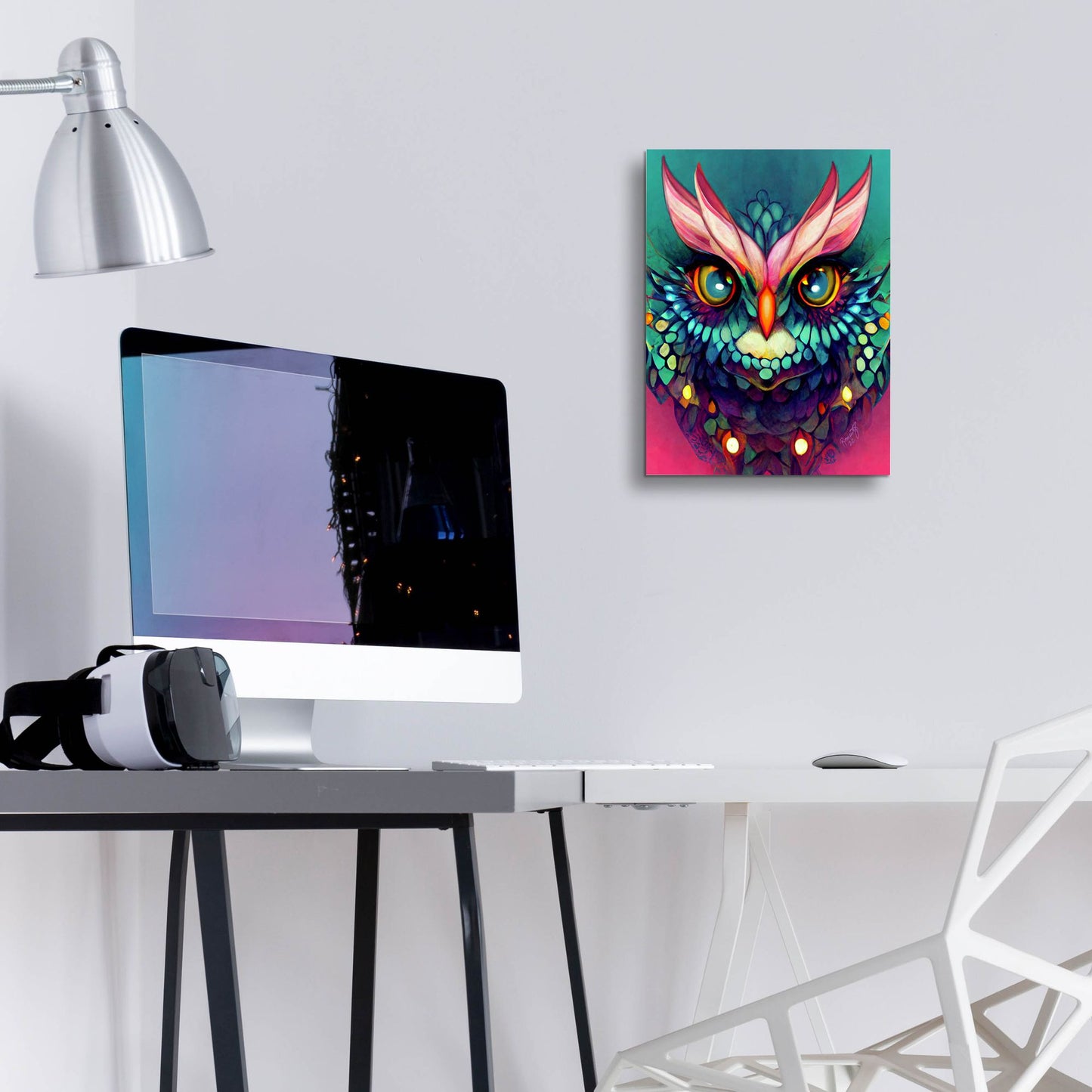 Epic Art 'Fantasy Owls 4' by Romantz Art, Acrylic Glass Wall Art,12x16