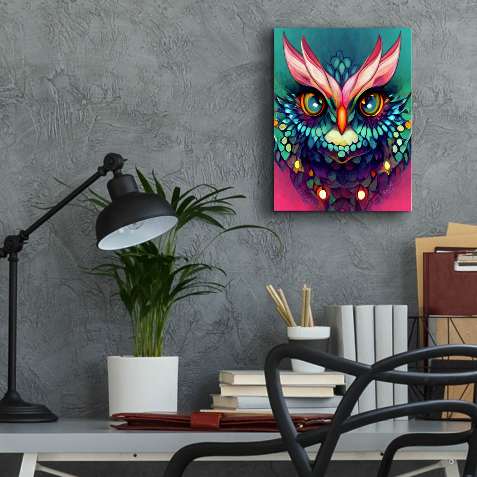 Epic Art 'Fantasy Owls 4' by Romantz Art, Acrylic Glass Wall Art,12x16
