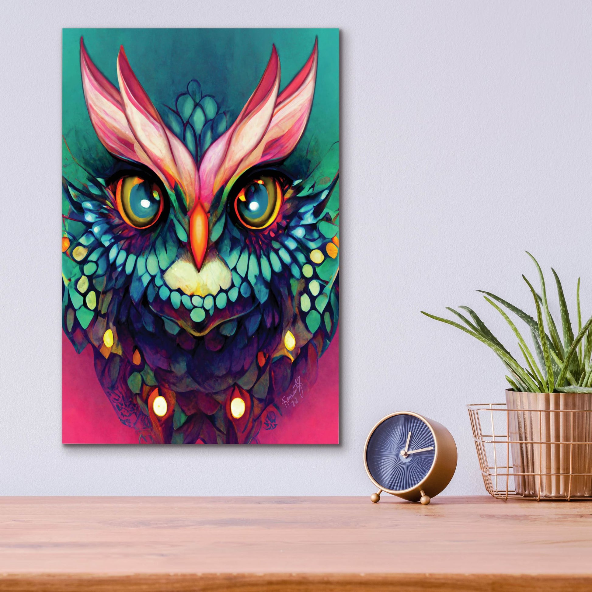 Epic Art 'Fantasy Owls 4' by Romantz Art, Acrylic Glass Wall Art,12x16