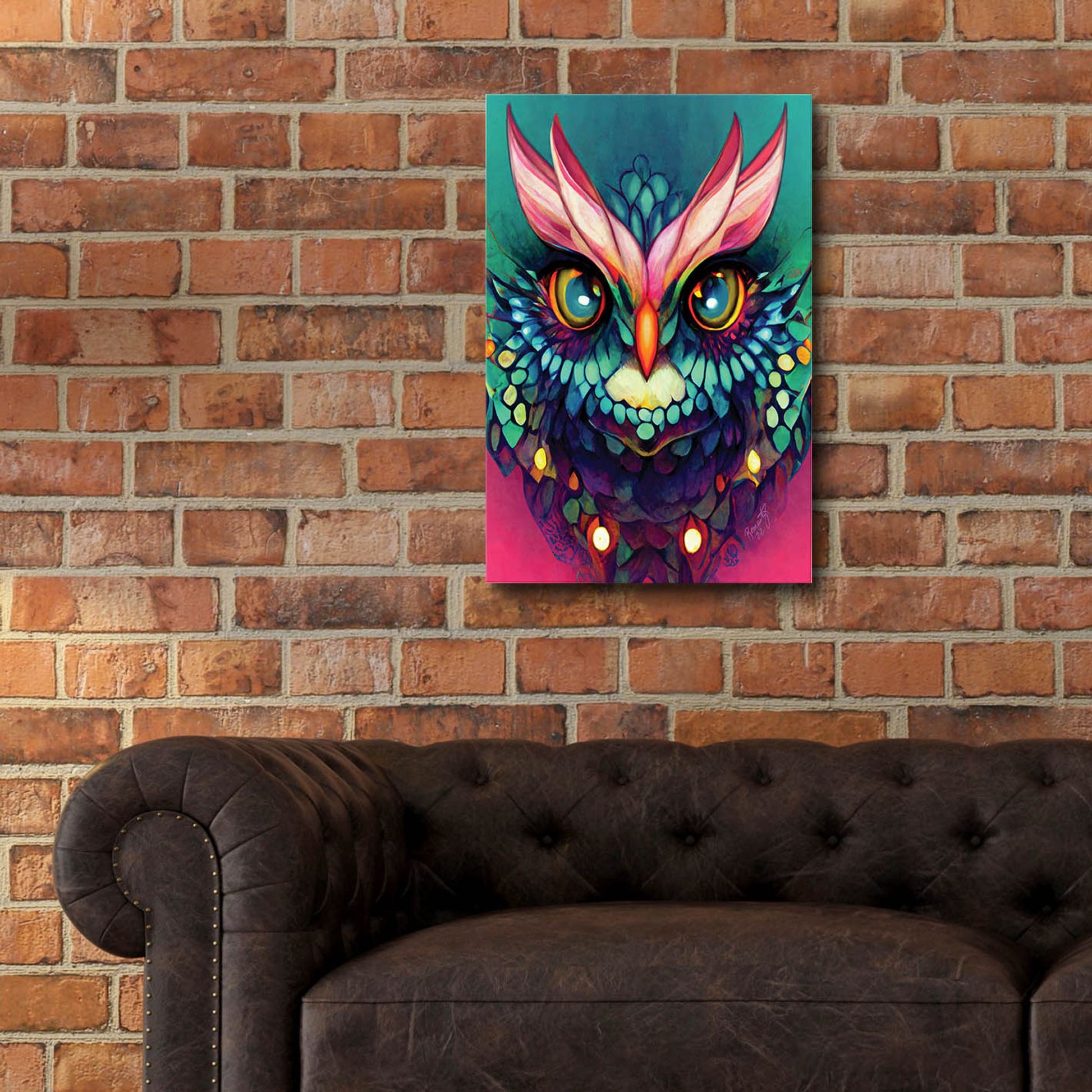 Epic Art 'Fantasy Owls 4' by Romantz Art, Acrylic Glass Wall Art,16x24