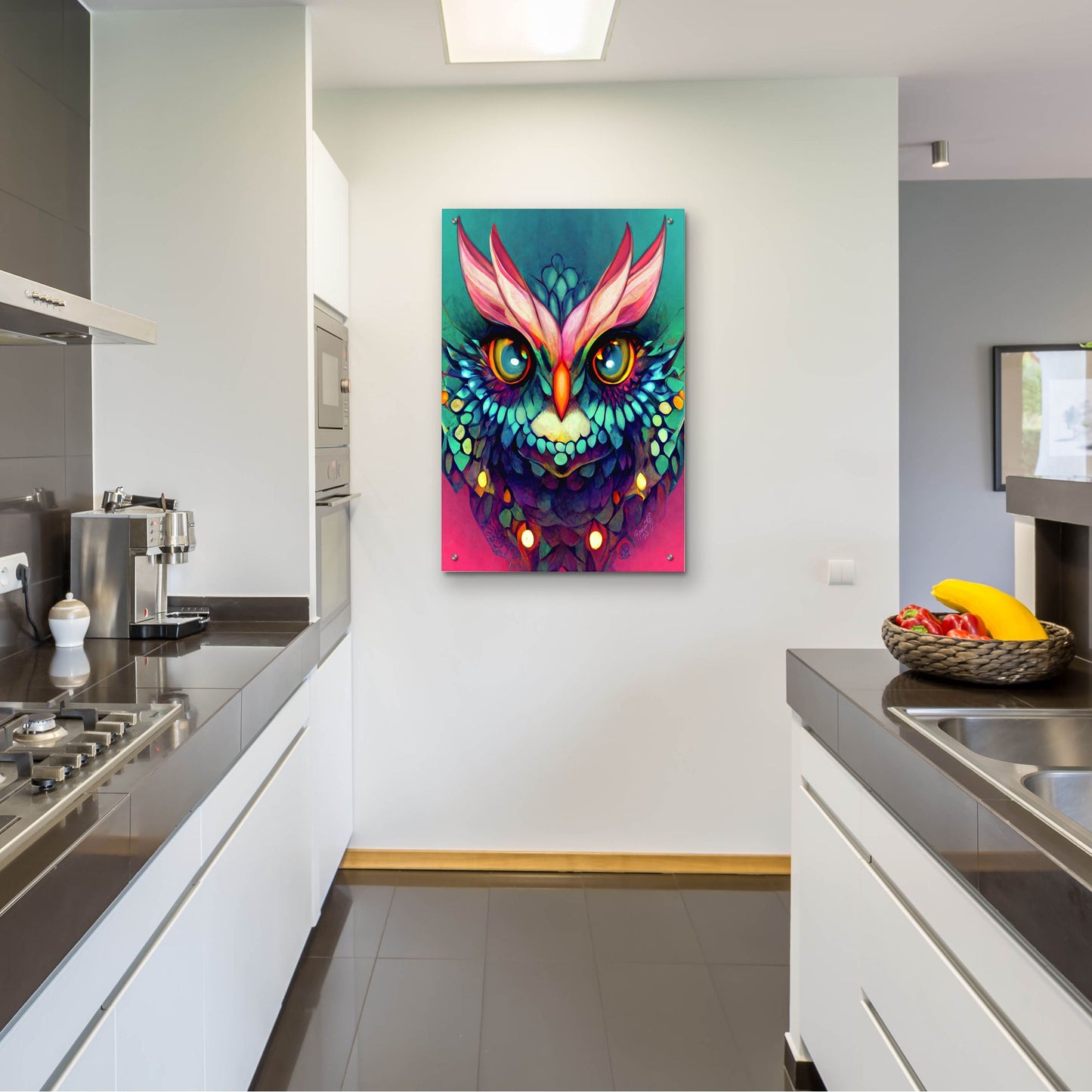 Epic Art 'Fantasy Owls 4' by Romantz Art, Acrylic Glass Wall Art,24x36