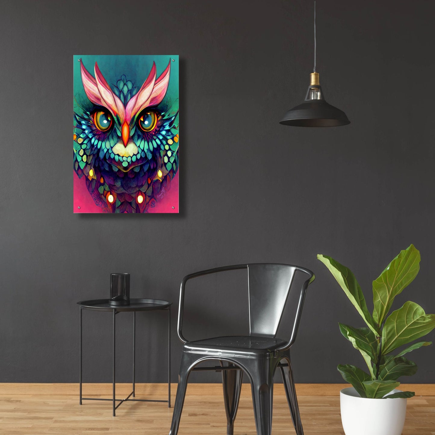 Epic Art 'Fantasy Owls 4' by Romantz Art, Acrylic Glass Wall Art,24x36