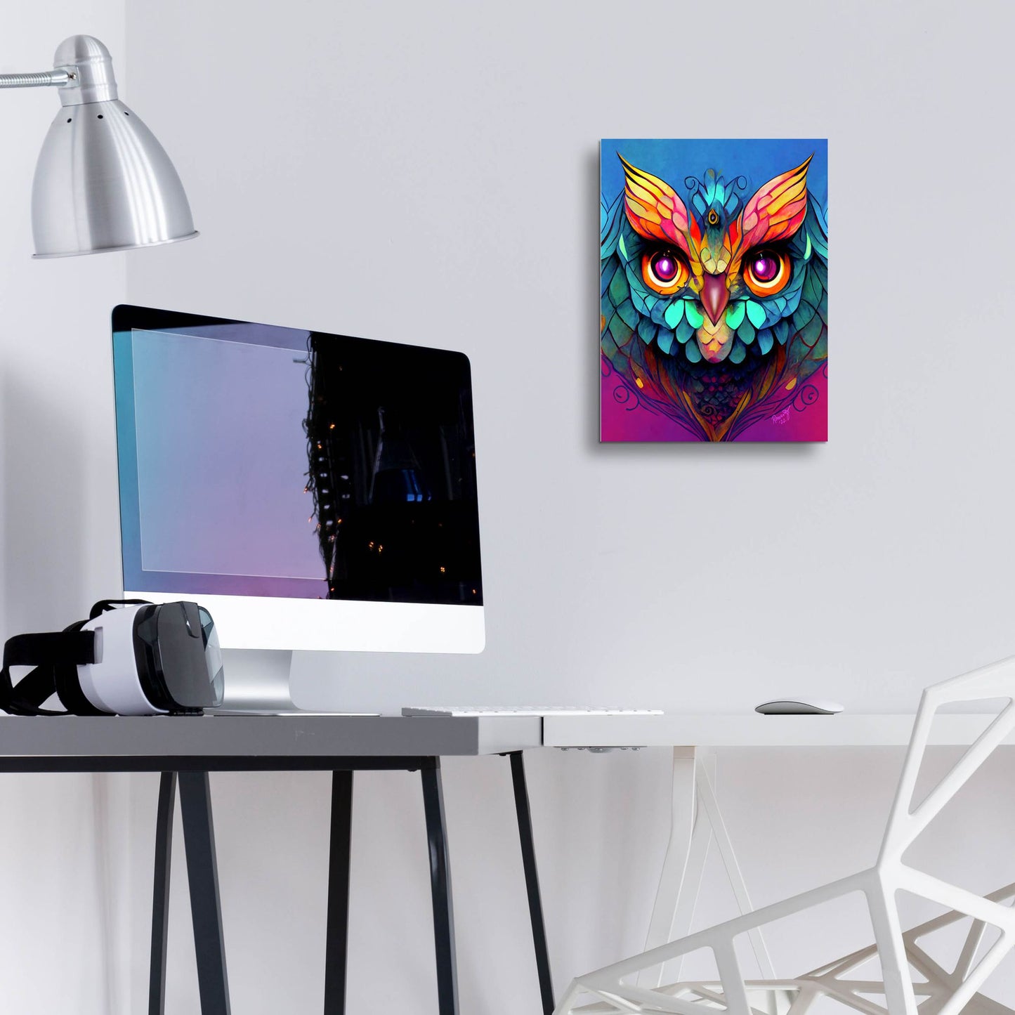 Epic Art 'Fantasy Owls 5' by Romantz Art, Acrylic Glass Wall Art,12x16