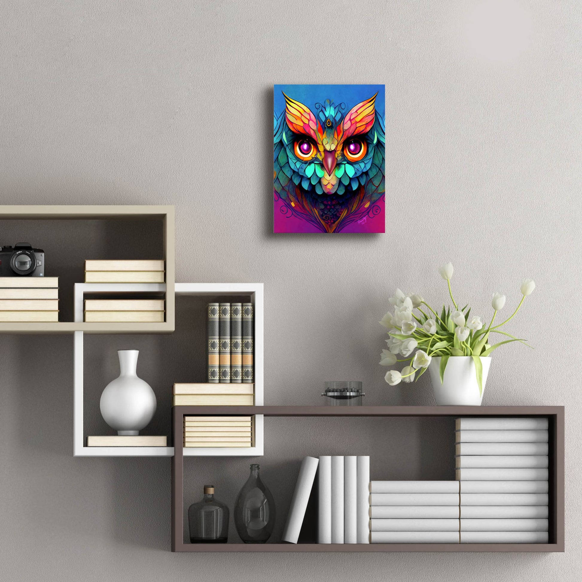 Epic Art 'Fantasy Owls 5' by Romantz Art, Acrylic Glass Wall Art,12x16