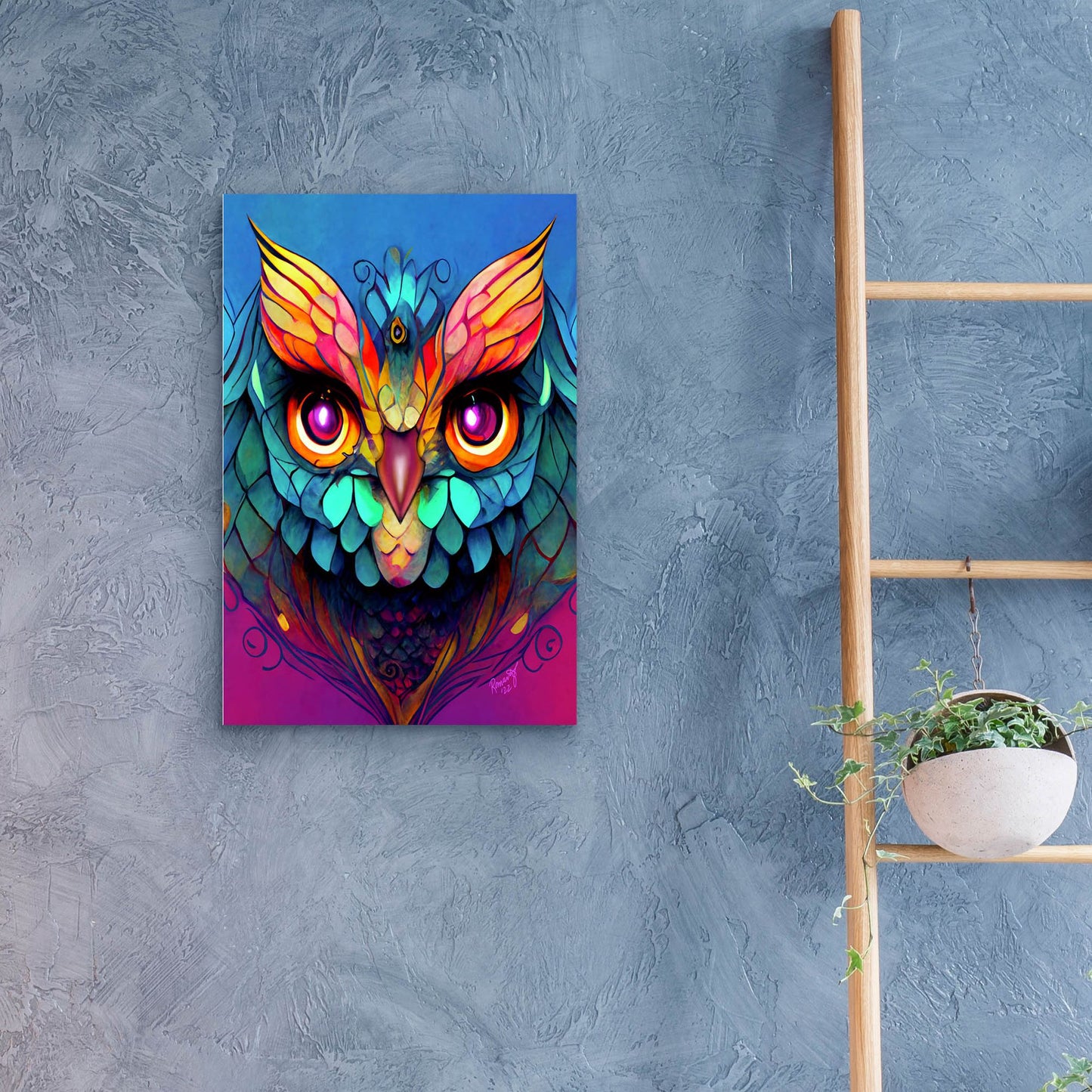 Epic Art 'Fantasy Owls 5' by Romantz Art, Acrylic Glass Wall Art,16x24
