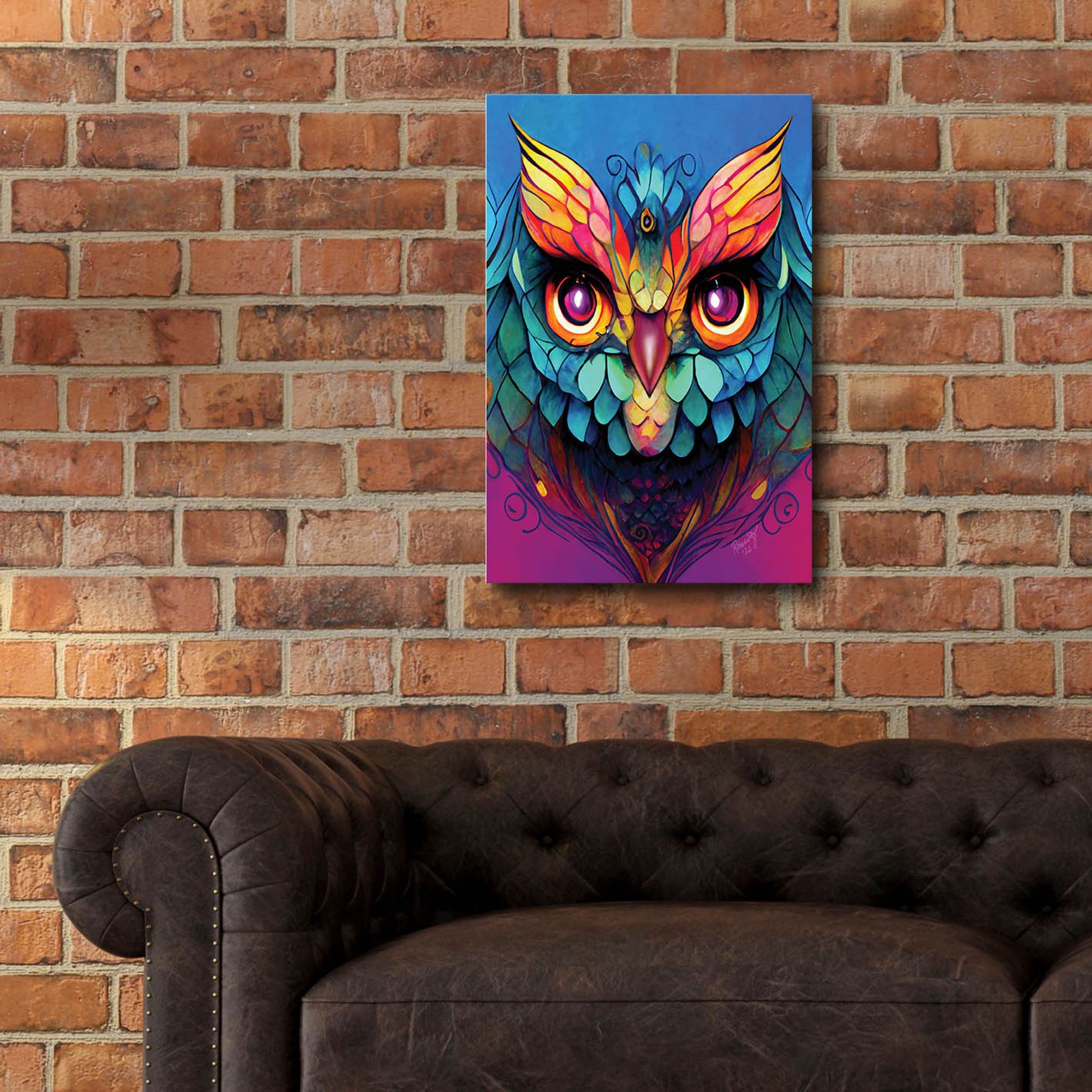 Epic Art 'Fantasy Owls 5' by Romantz Art, Acrylic Glass Wall Art,16x24