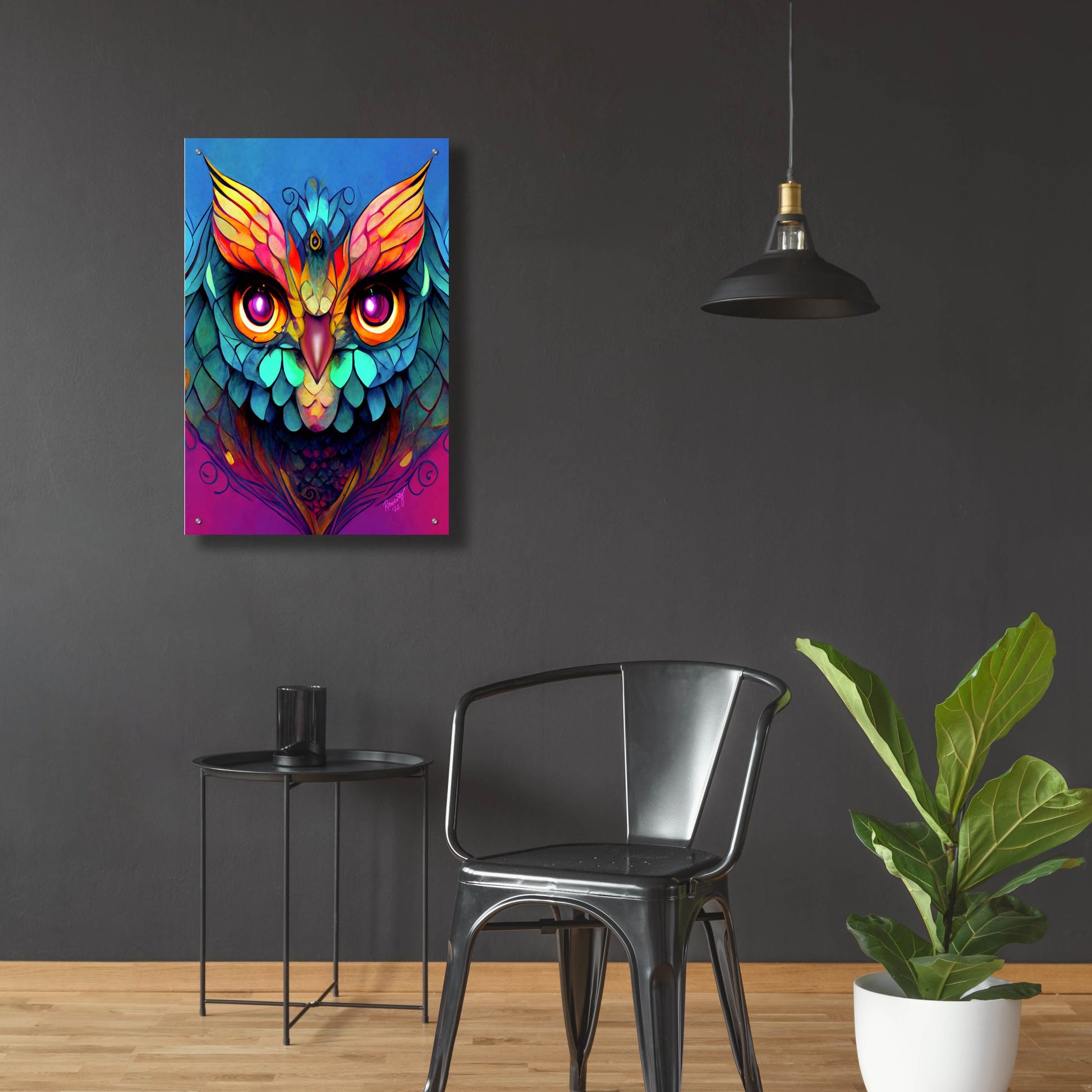 Epic Art 'Fantasy Owls 5' by Romantz Art, Acrylic Glass Wall Art,24x36