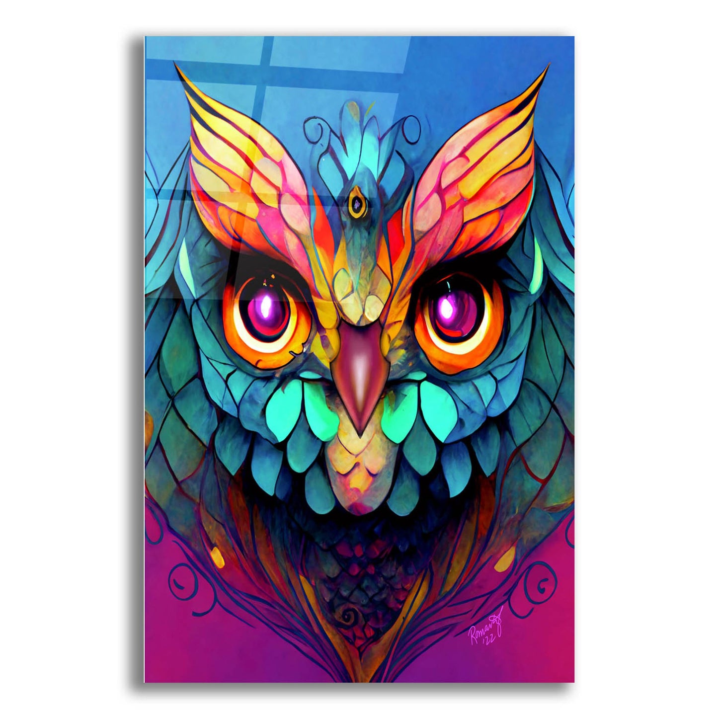 Epic Art 'Fantasy Owls 5' by Romantz Art, Acrylic Glass Wall Art