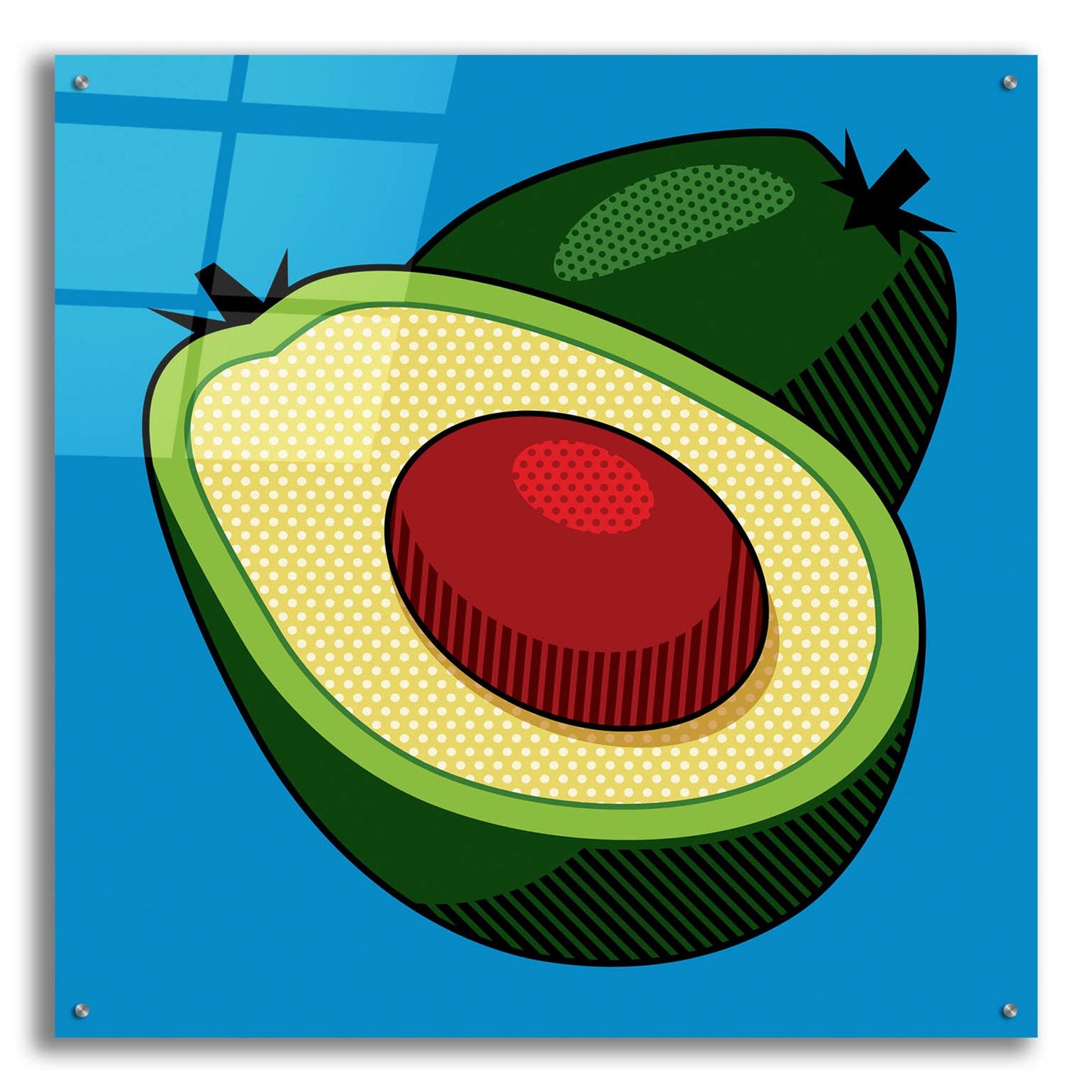 Epic Art 'Avocado On Blue' by Ron Magnes, Acrylic Glass Wall Art