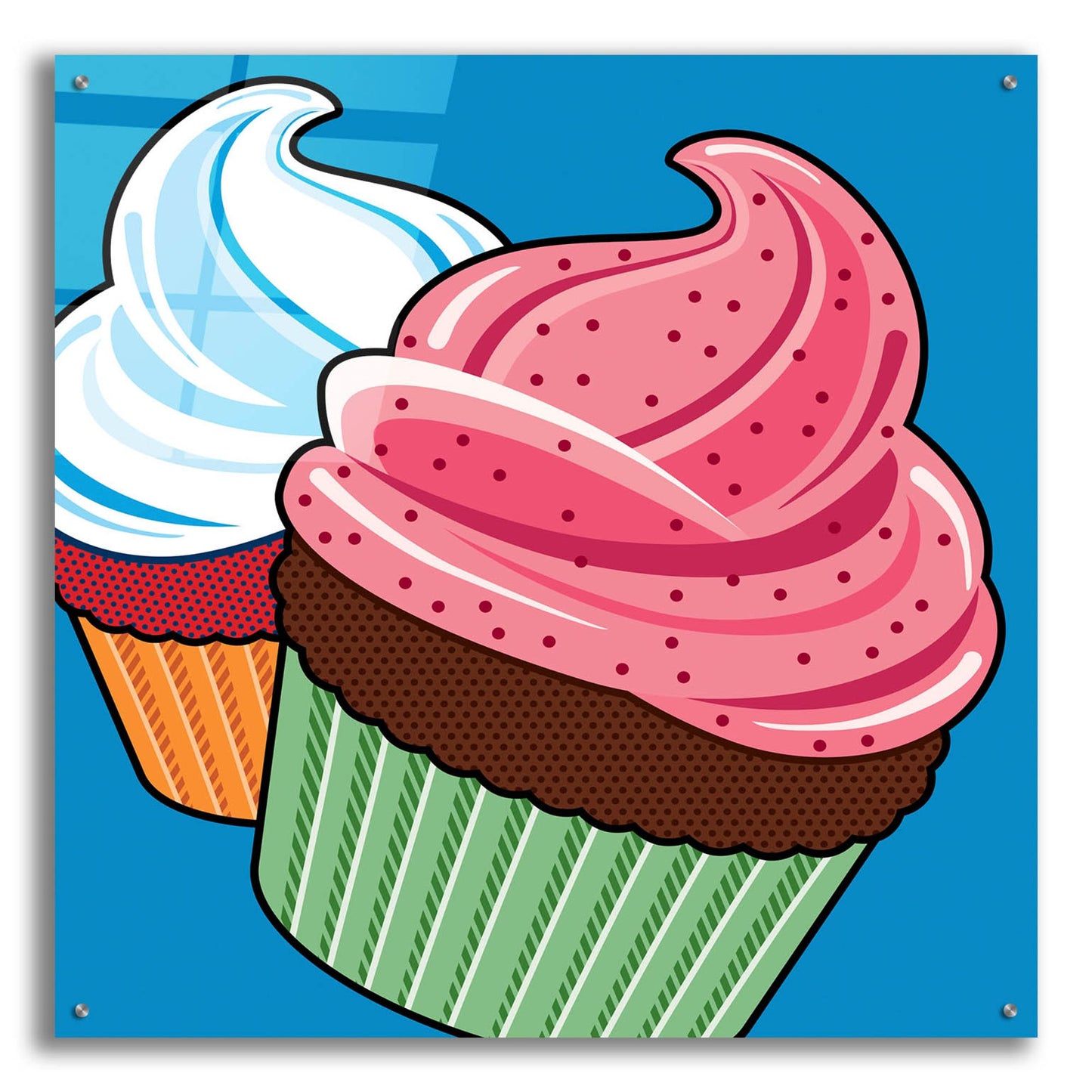 Epic Art 'Cupcakes On Blue' by Ron Magnes, Acrylic Glass Wall Art