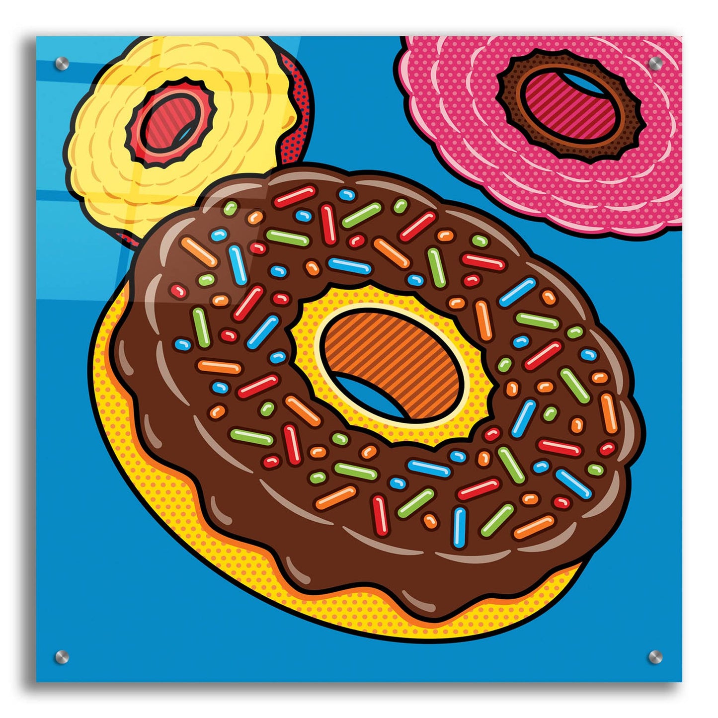 Epic Art 'Doughnuts On Blue' by Ron Magnes, Acrylic Glass Wall Art