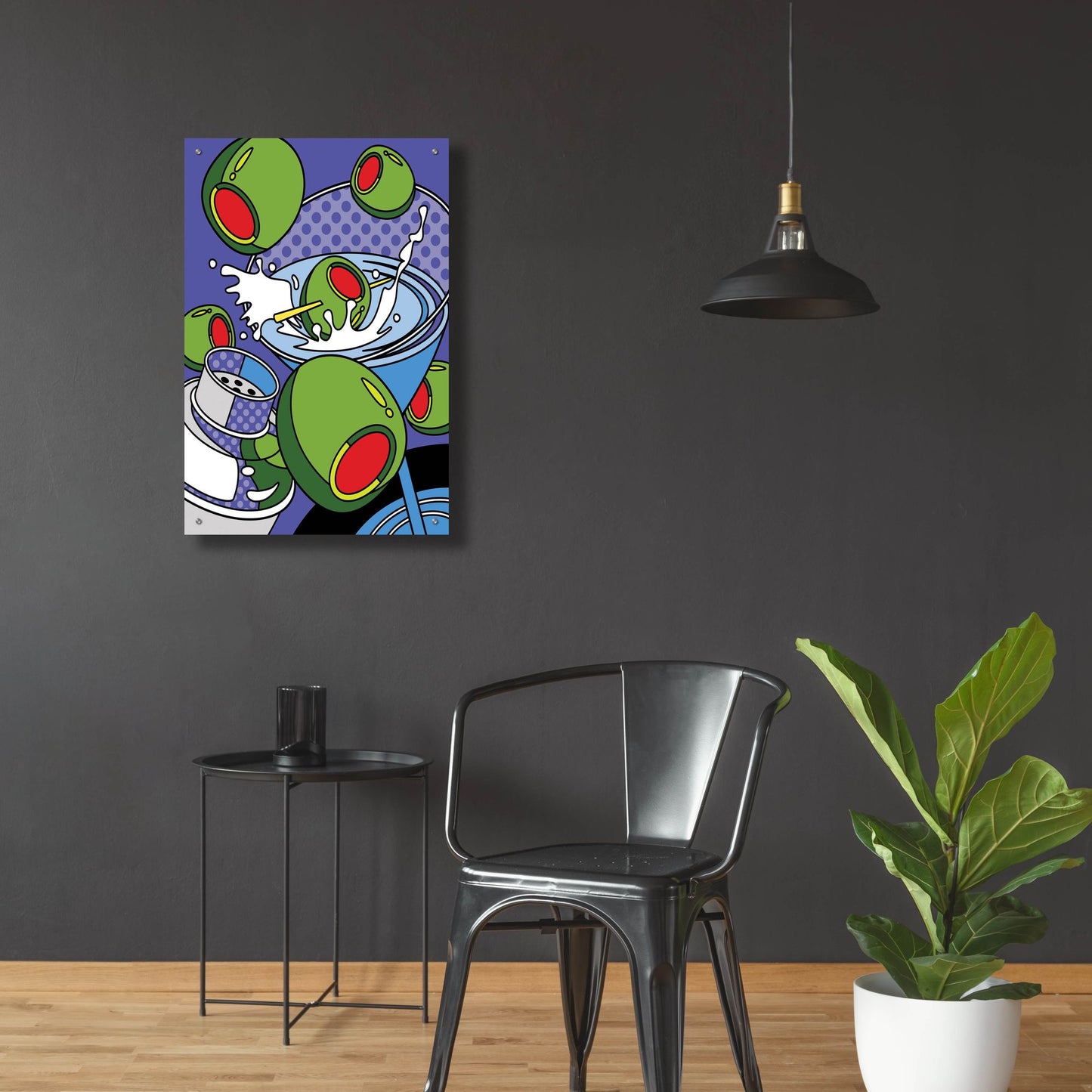 Epic Art 'Martini Flying Olives' by Ron Magnes, Acrylic Glass Wall Art,24x36