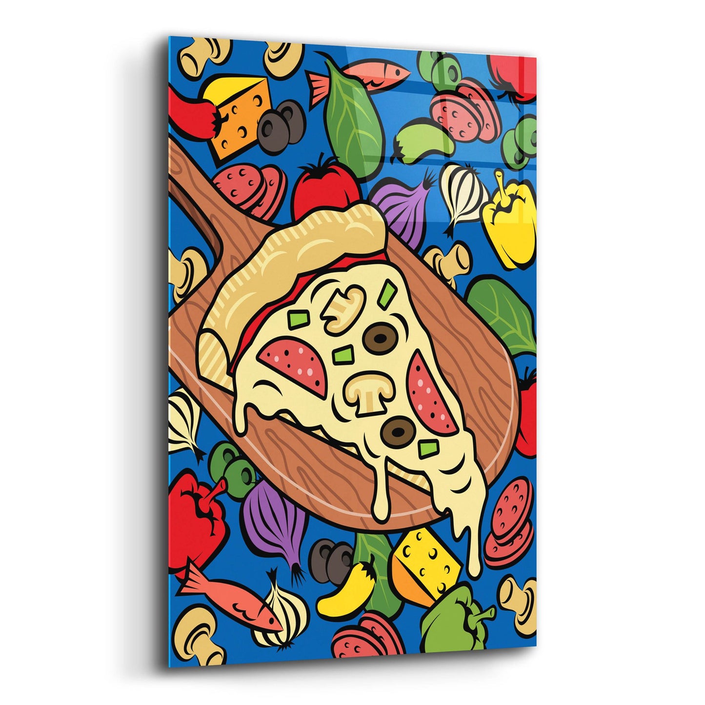 Epic Art 'Pizza Slice With Toppings' by Ron Magnes, Acrylic Glass Wall Art,16x24