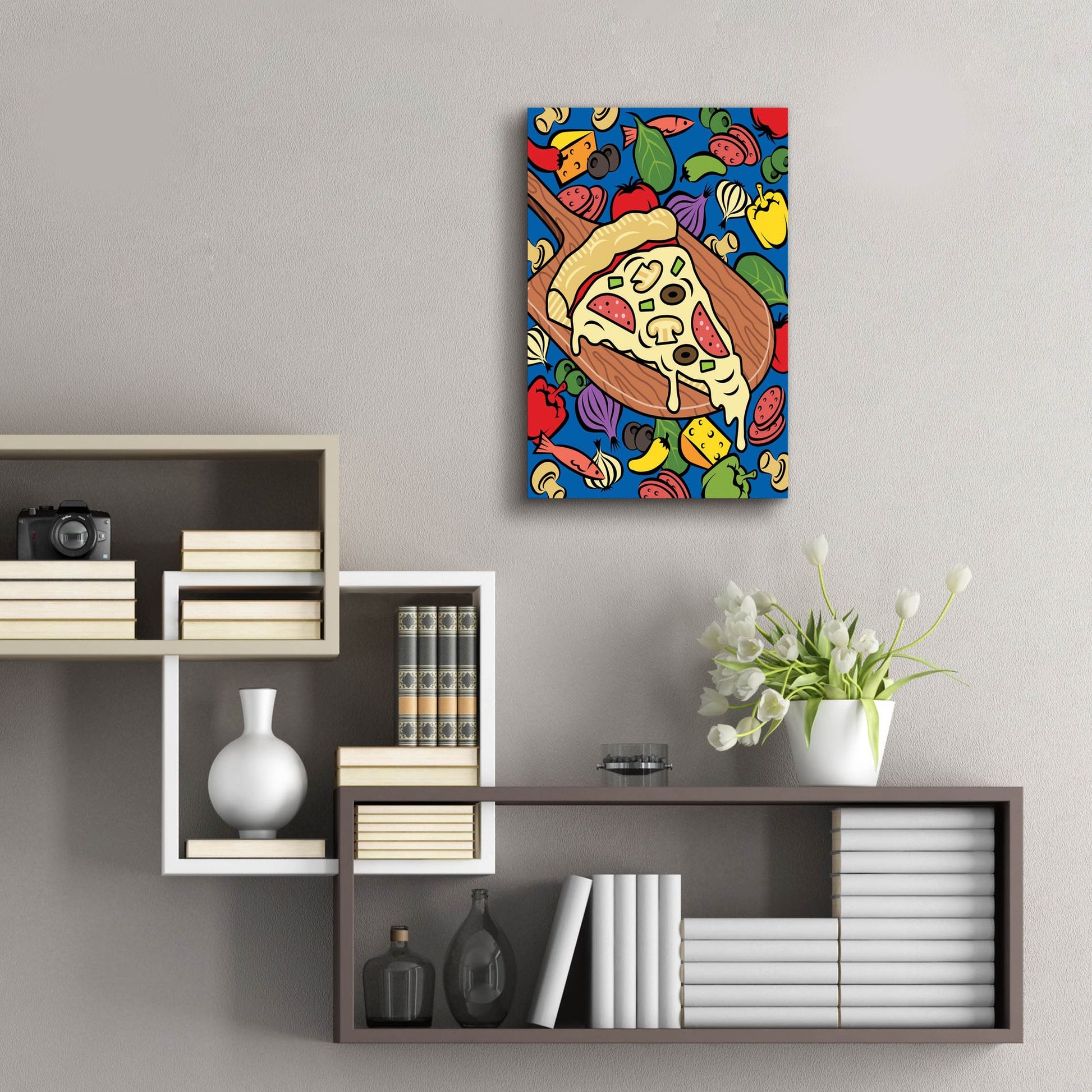 Epic Art 'Pizza Slice With Toppings' by Ron Magnes, Acrylic Glass Wall Art,16x24