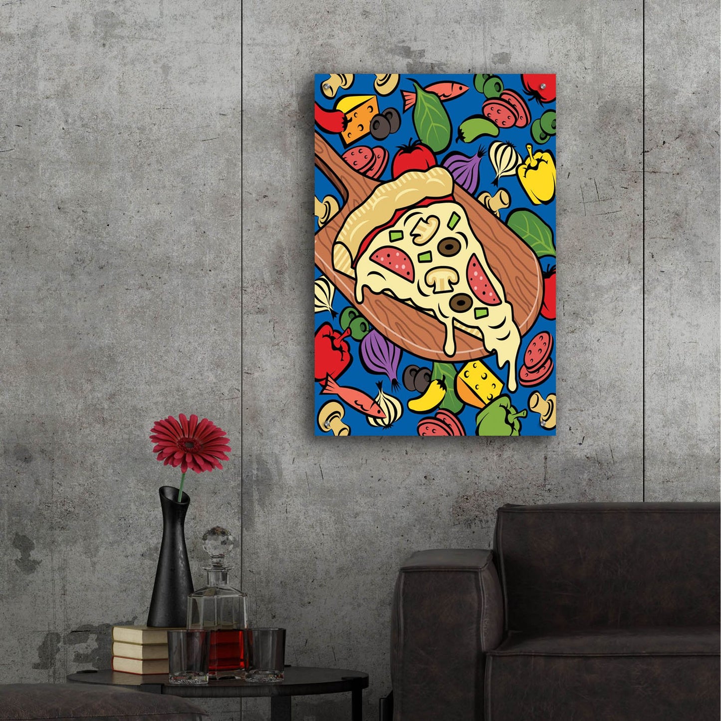 Epic Art 'Pizza Slice With Toppings' by Ron Magnes, Acrylic Glass Wall Art,24x36