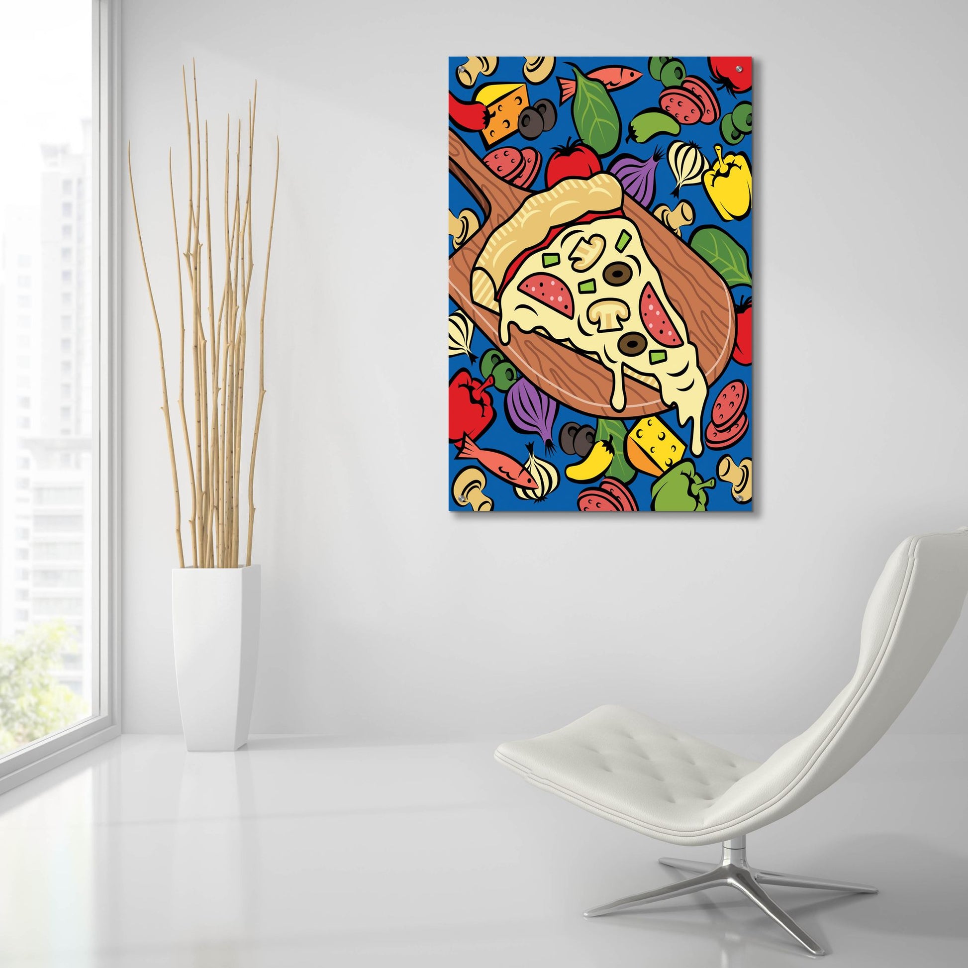 Epic Art 'Pizza Slice With Toppings' by Ron Magnes, Acrylic Glass Wall Art,24x36