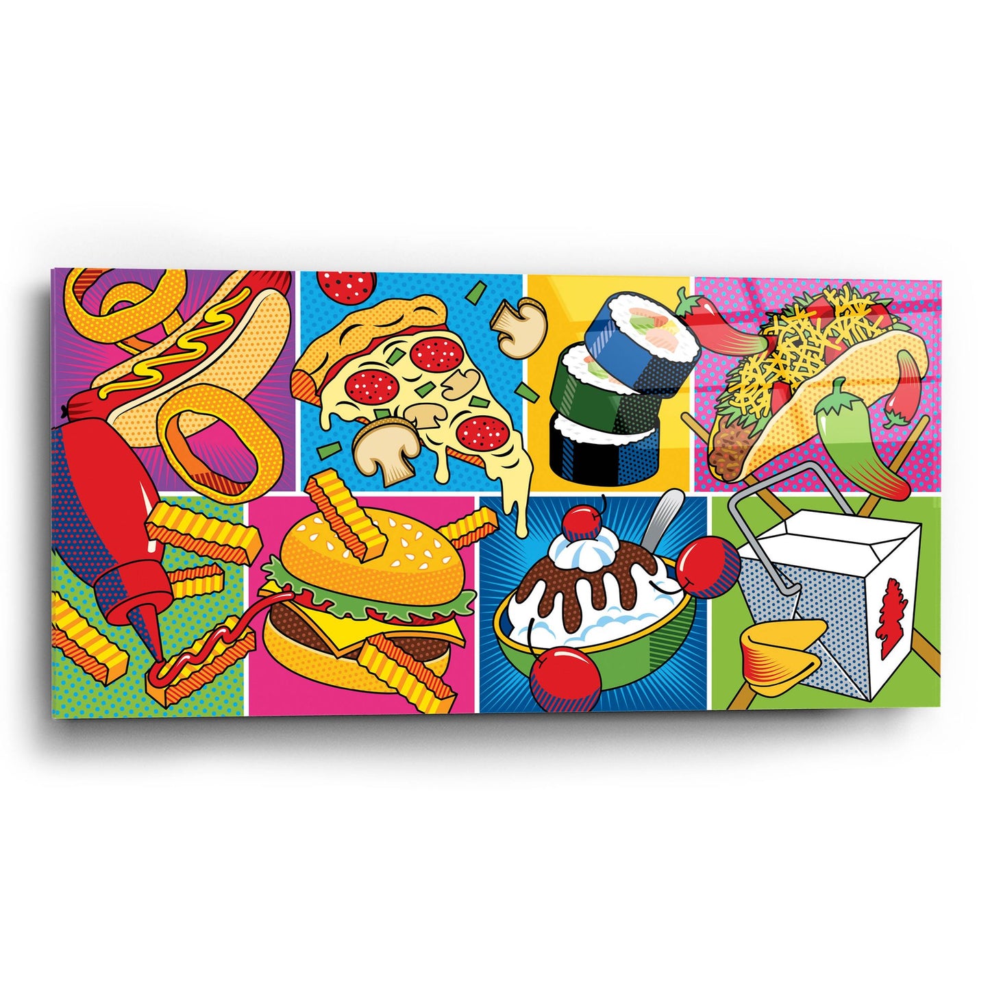 Epic Art 'Takeout Food Montage' by Ron Magnes, Acrylic Glass Wall Art,24x12