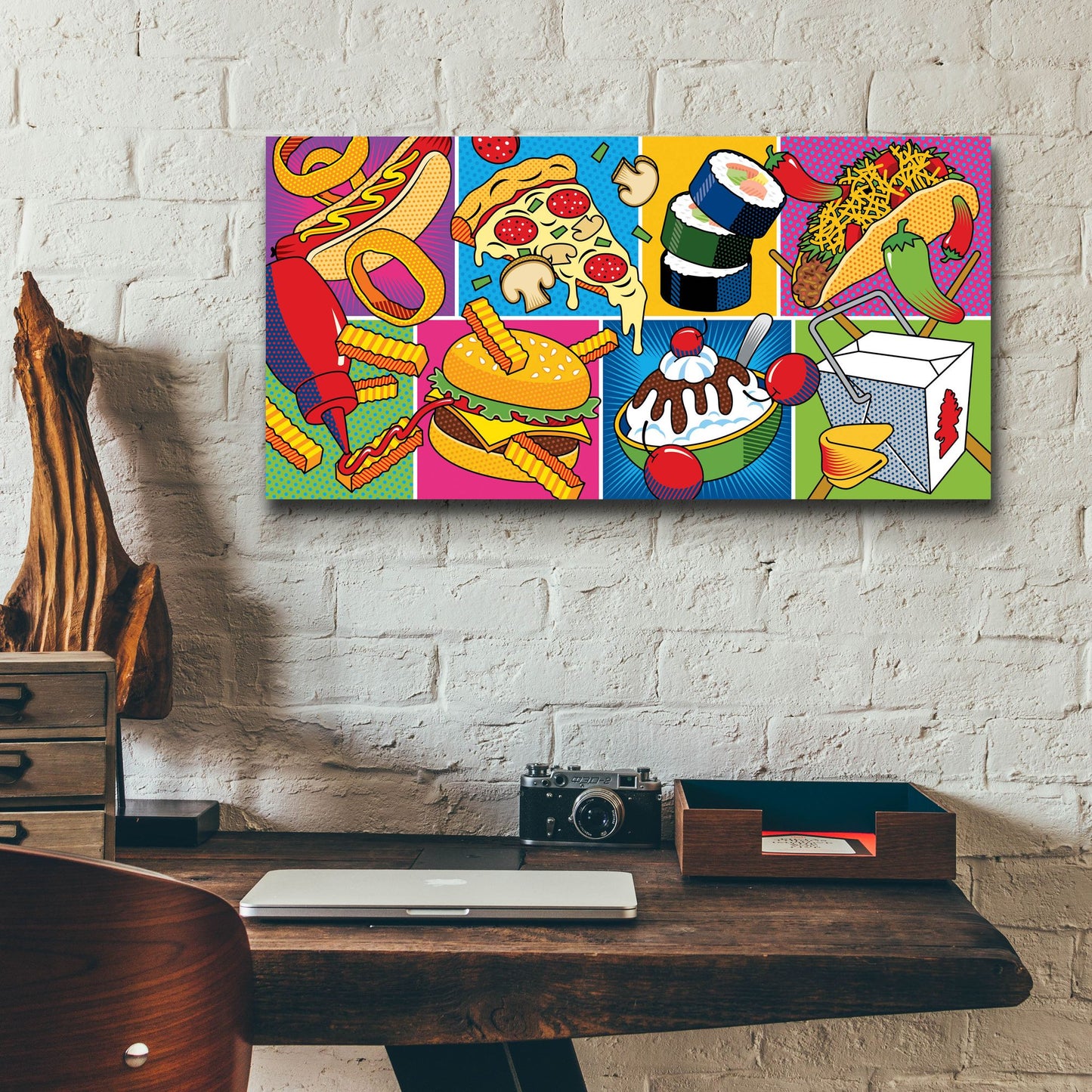 Epic Art 'Takeout Food Montage' by Ron Magnes, Acrylic Glass Wall Art,24x12