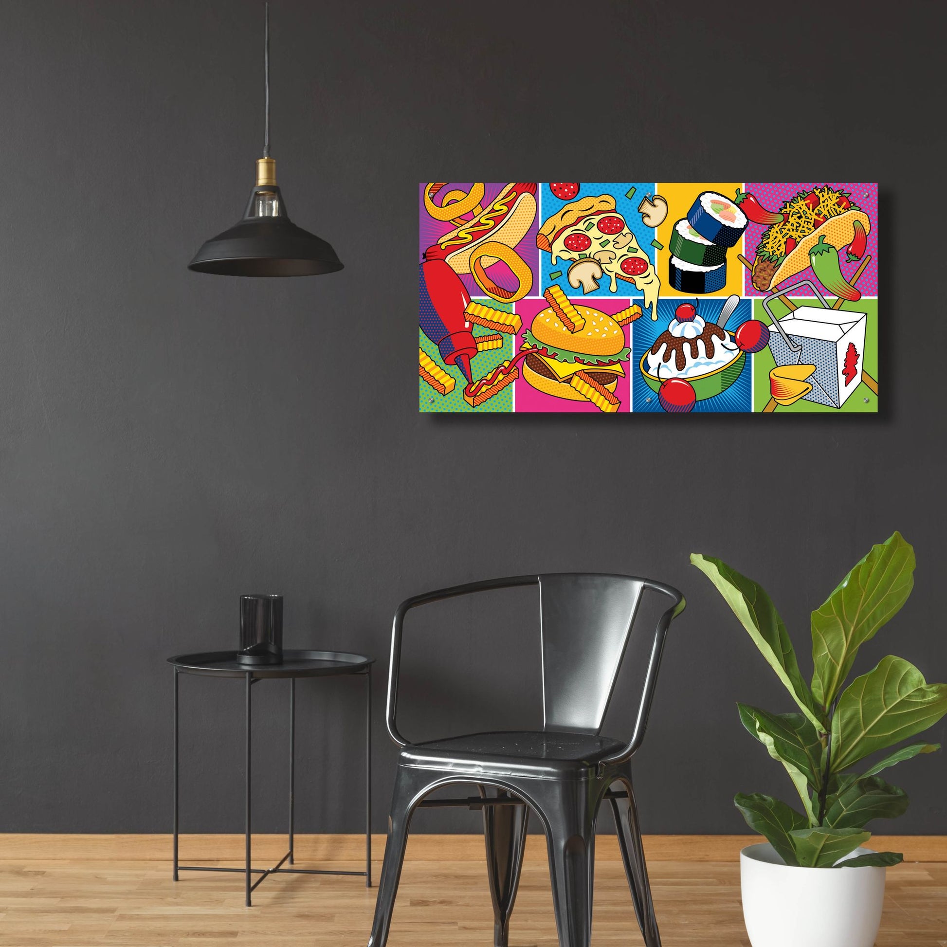 Epic Art 'Takeout Food Montage' by Ron Magnes, Acrylic Glass Wall Art,48x24