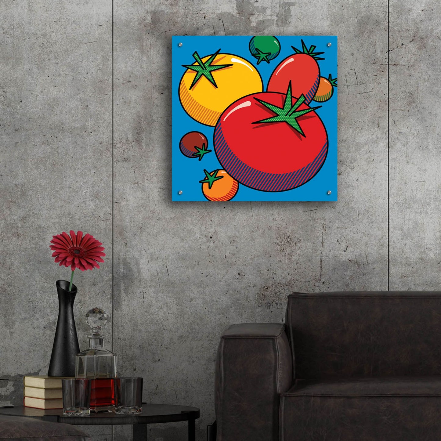 Epic Art 'Various Tomatoes On Blue' by Ron Magnes, Acrylic Glass Wall Art,24x24