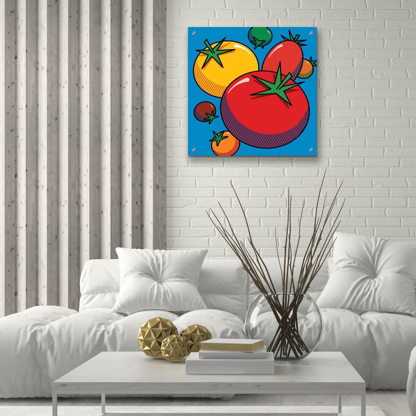 Epic Art 'Various Tomatoes On Blue' by Ron Magnes, Acrylic Glass Wall Art,24x24