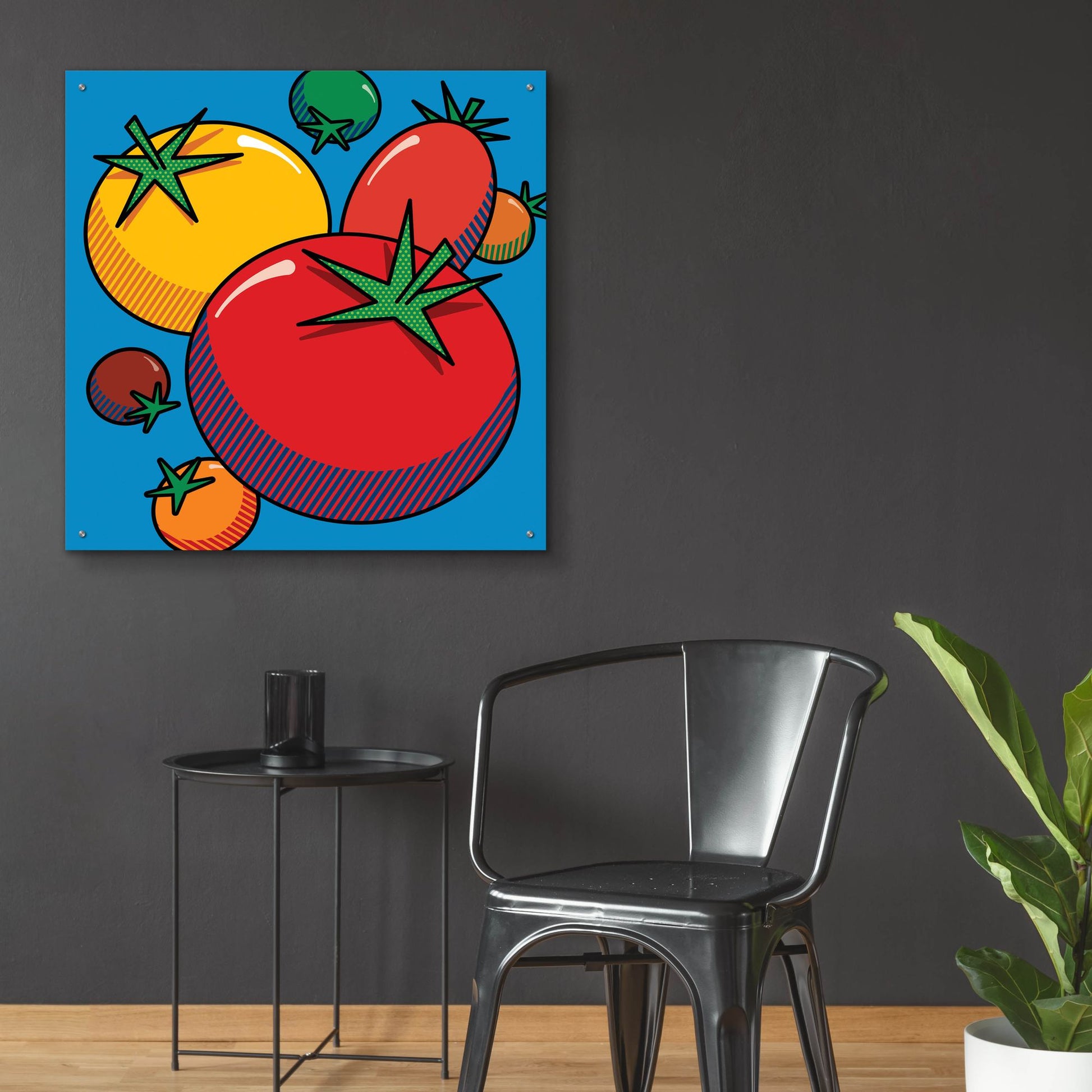 Epic Art 'Various Tomatoes On Blue' by Ron Magnes, Acrylic Glass Wall Art,36x36