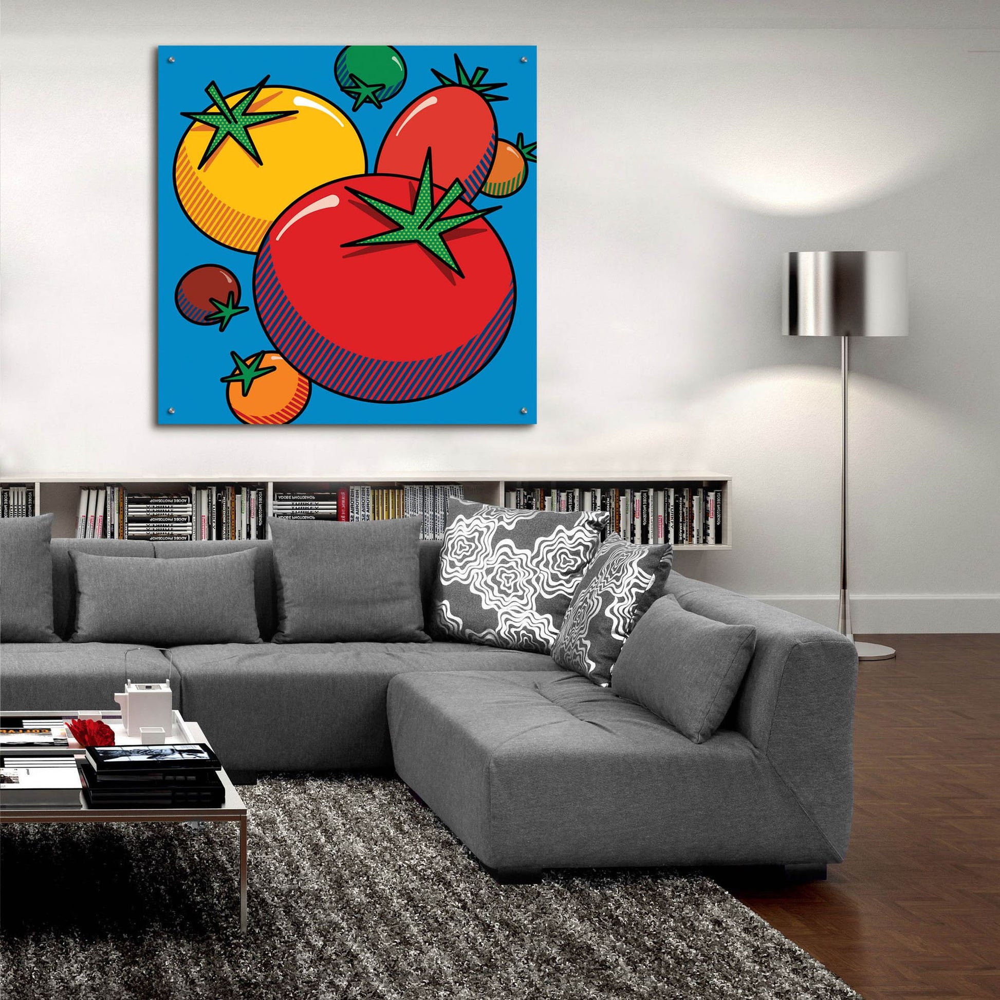 Epic Art 'Various Tomatoes On Blue' by Ron Magnes, Acrylic Glass Wall Art,36x36