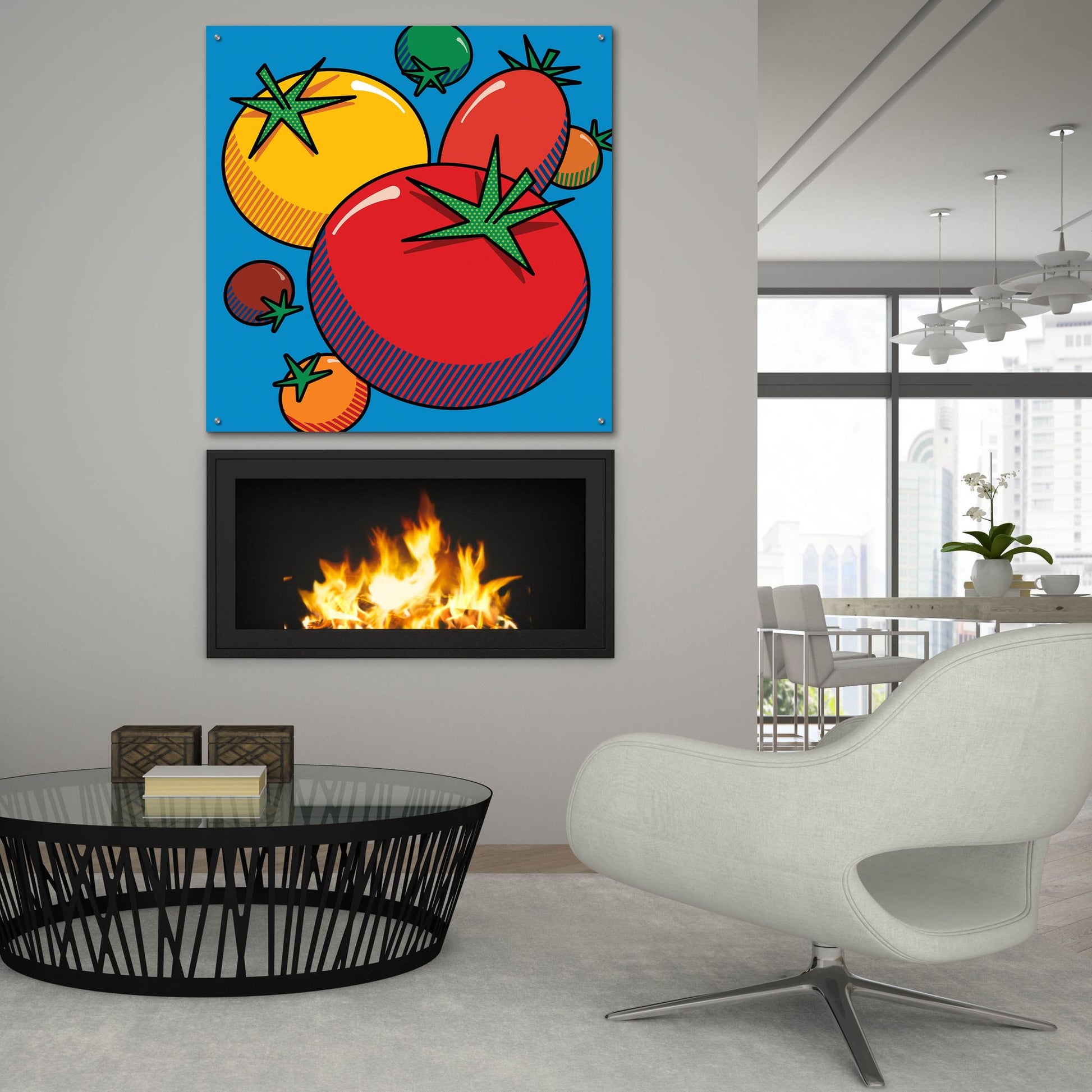 Epic Art 'Various Tomatoes On Blue' by Ron Magnes, Acrylic Glass Wall Art,36x36