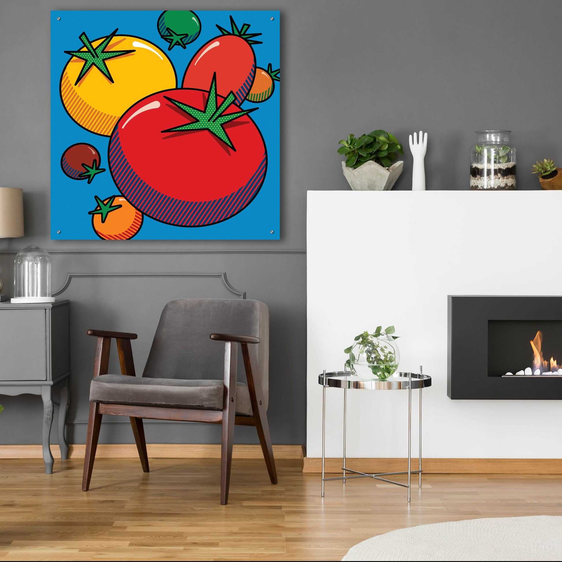 Epic Art 'Various Tomatoes On Blue' by Ron Magnes, Acrylic Glass Wall Art,36x36