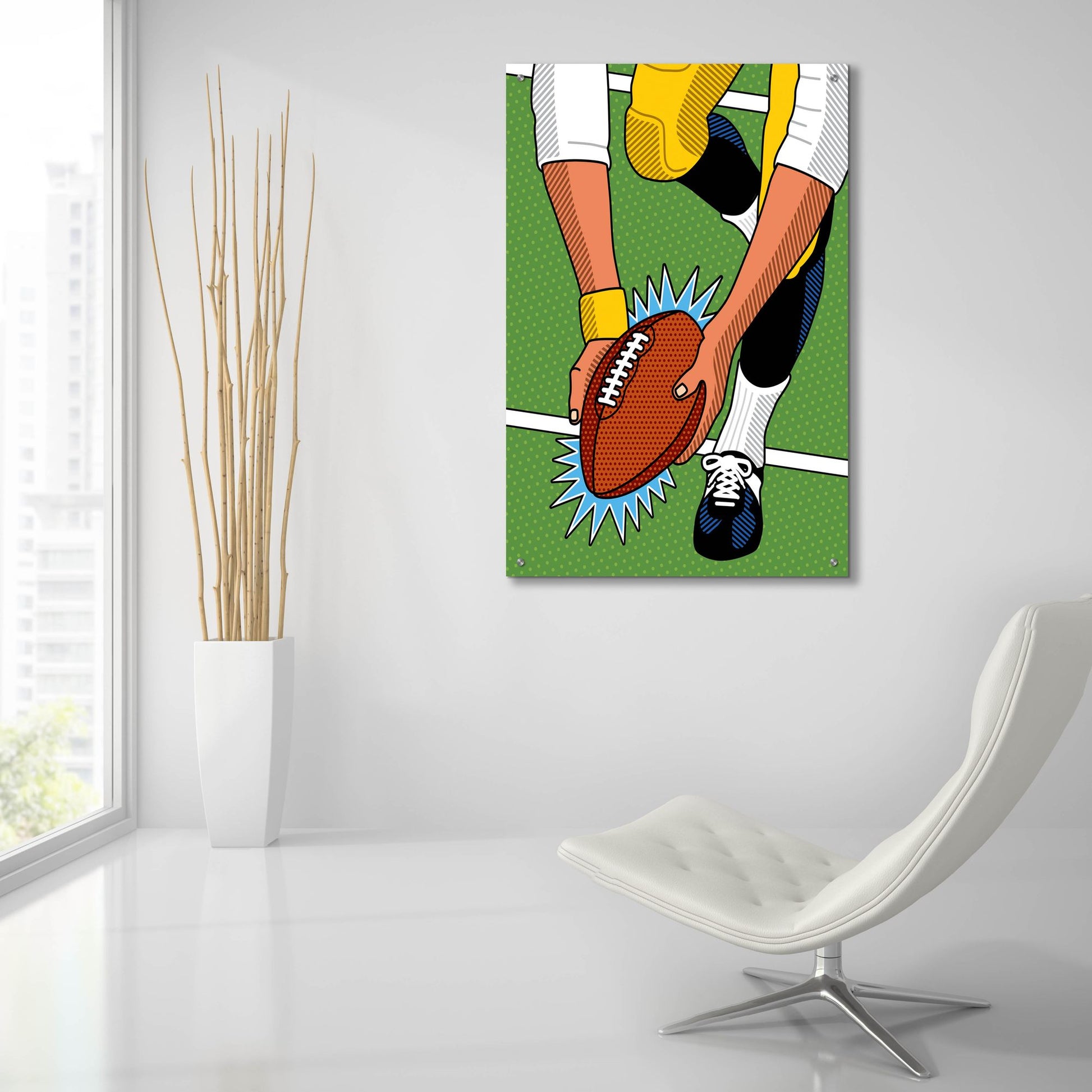 Epic Art 'Franco Immaculate Reception' by Ron Magnes, Acrylic Glass Wall Art,24x36