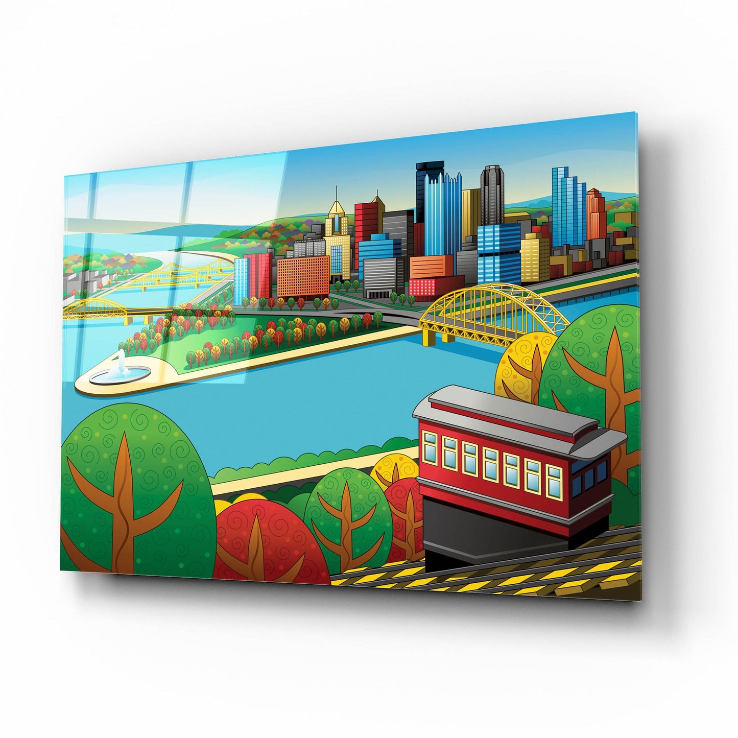 Epic Art 'Pittsburgh Incline Autumn' by Ron Magnes, Acrylic Glass Wall Art,16x12