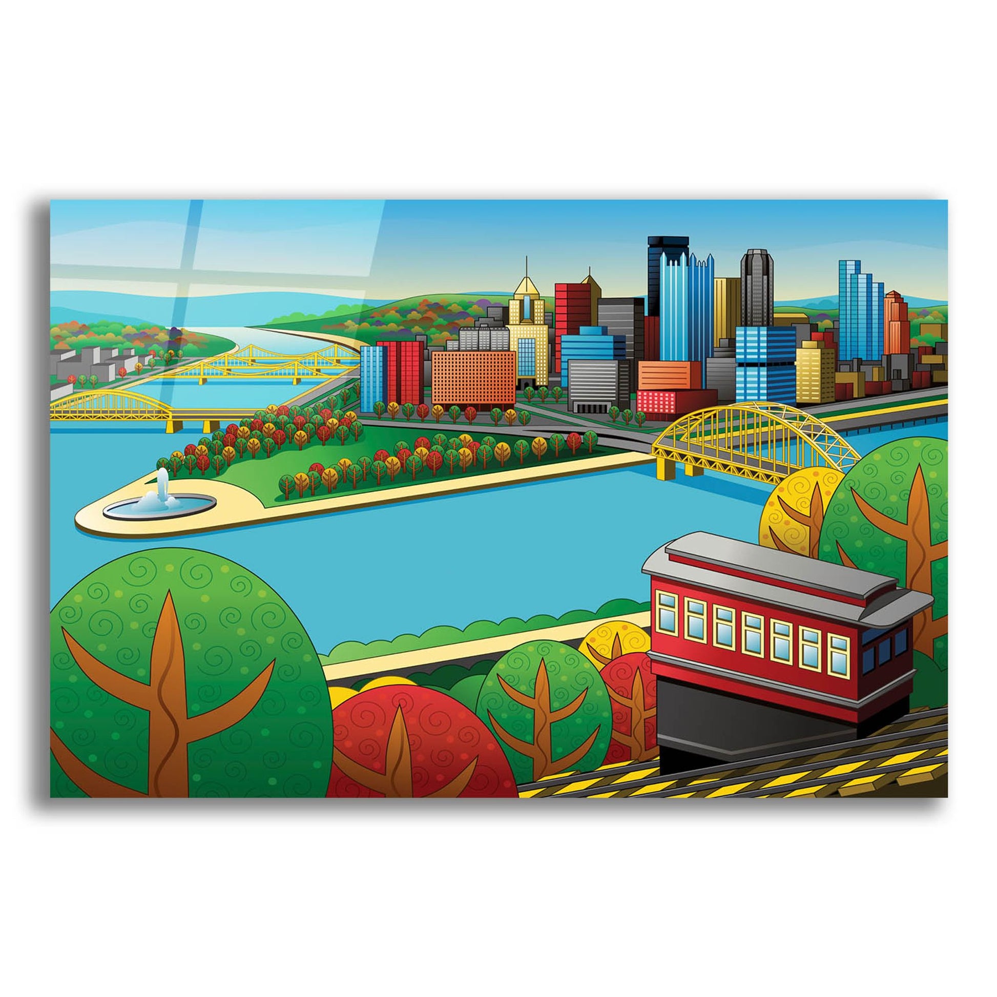 Epic Art 'Pittsburgh Incline Autumn' by Ron Magnes, Acrylic Glass Wall Art,16x12