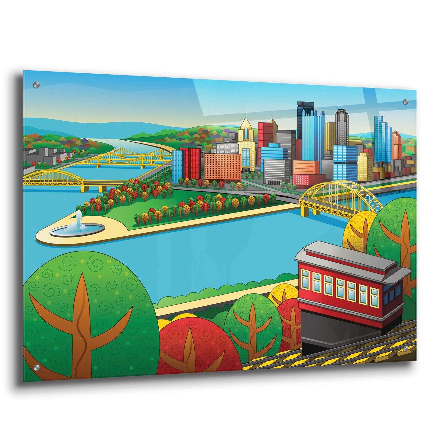 Epic Art 'Pittsburgh Incline Autumn' by Ron Magnes, Acrylic Glass Wall Art,36x24