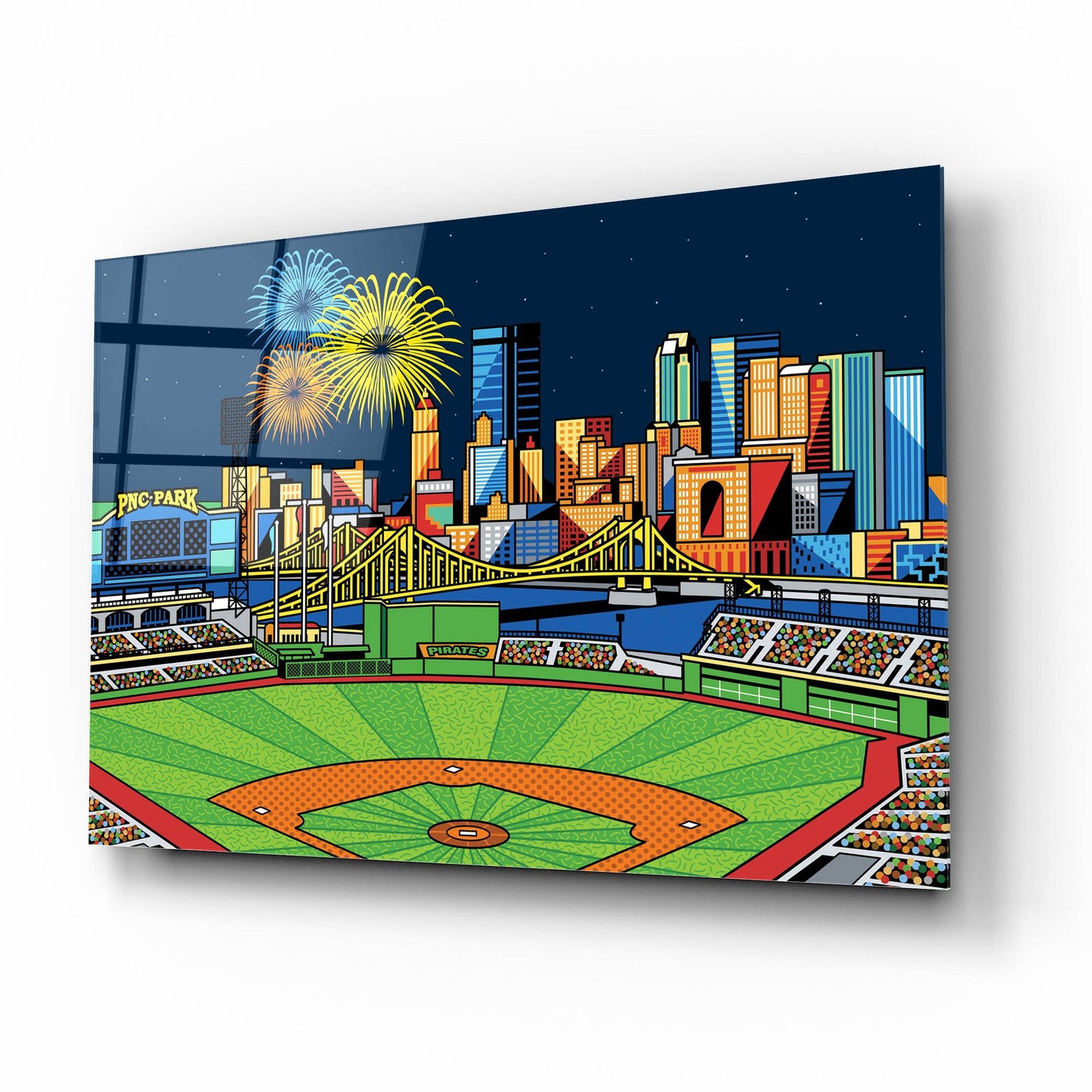 Epic Art 'PNC Park Fireworks Pittsburgh' by Ron Magnes, Acrylic Glass Wall Art,16x12