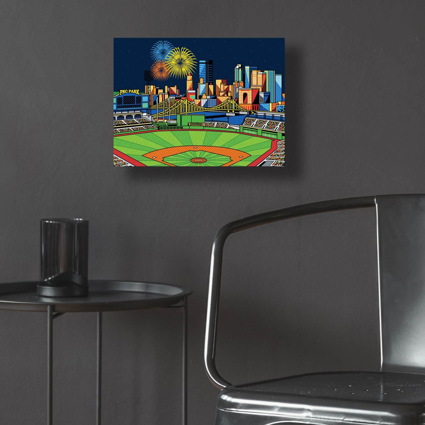 Epic Art 'PNC Park Fireworks Pittsburgh' by Ron Magnes, Acrylic Glass Wall Art,16x12