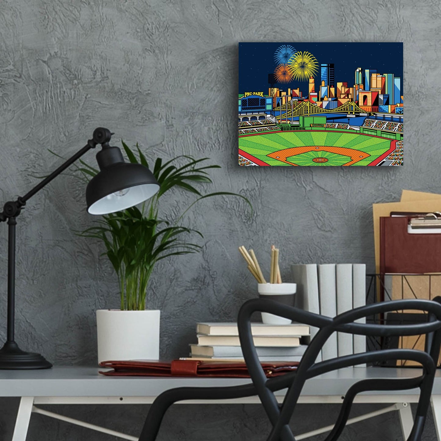 Epic Art 'PNC Park Fireworks Pittsburgh' by Ron Magnes, Acrylic Glass Wall Art,16x12