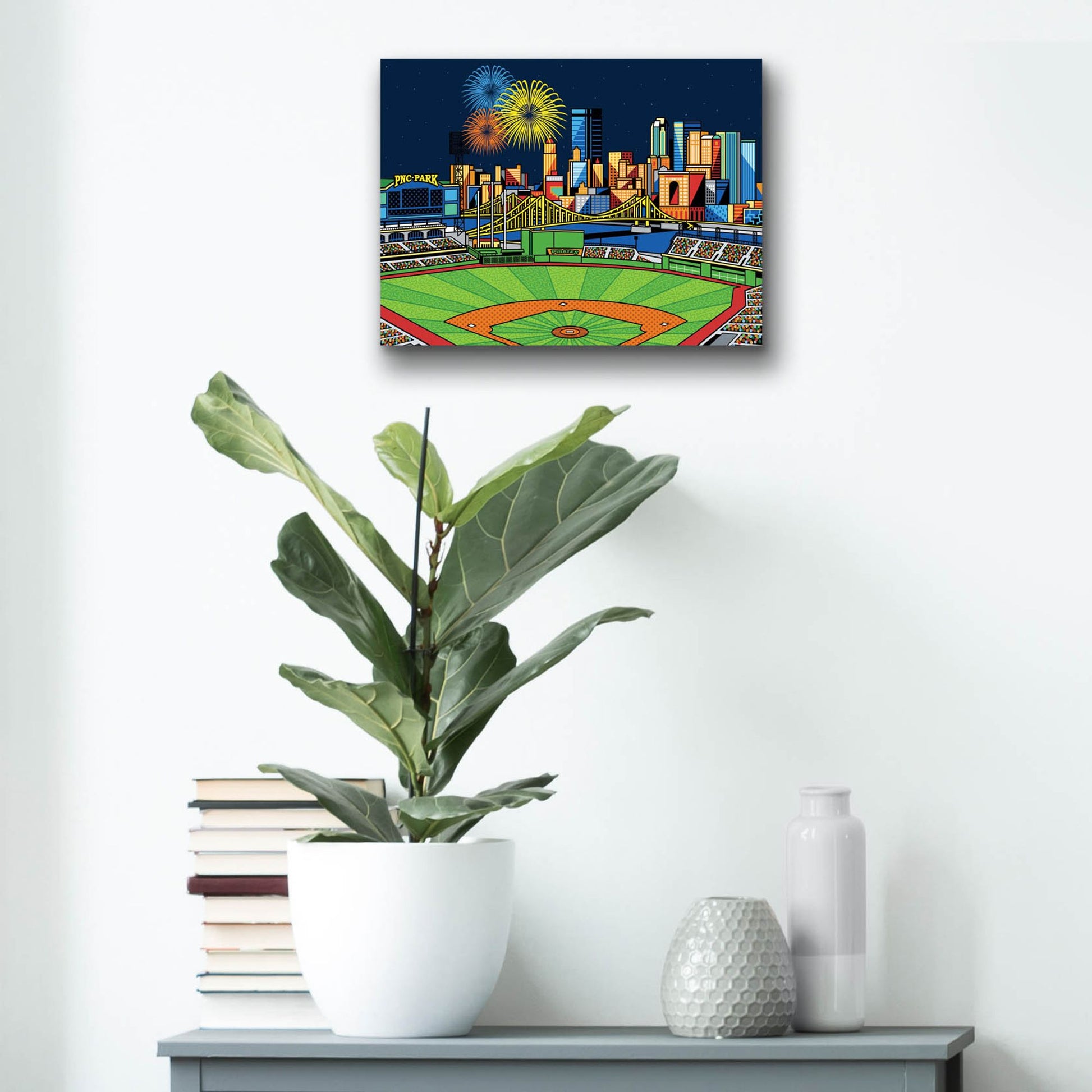 Epic Art 'PNC Park Fireworks Pittsburgh' by Ron Magnes, Acrylic Glass Wall Art,16x12