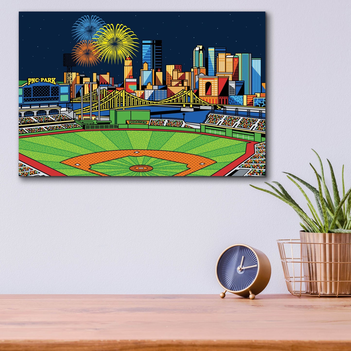 Epic Art 'PNC Park Fireworks Pittsburgh' by Ron Magnes, Acrylic Glass Wall Art,16x12