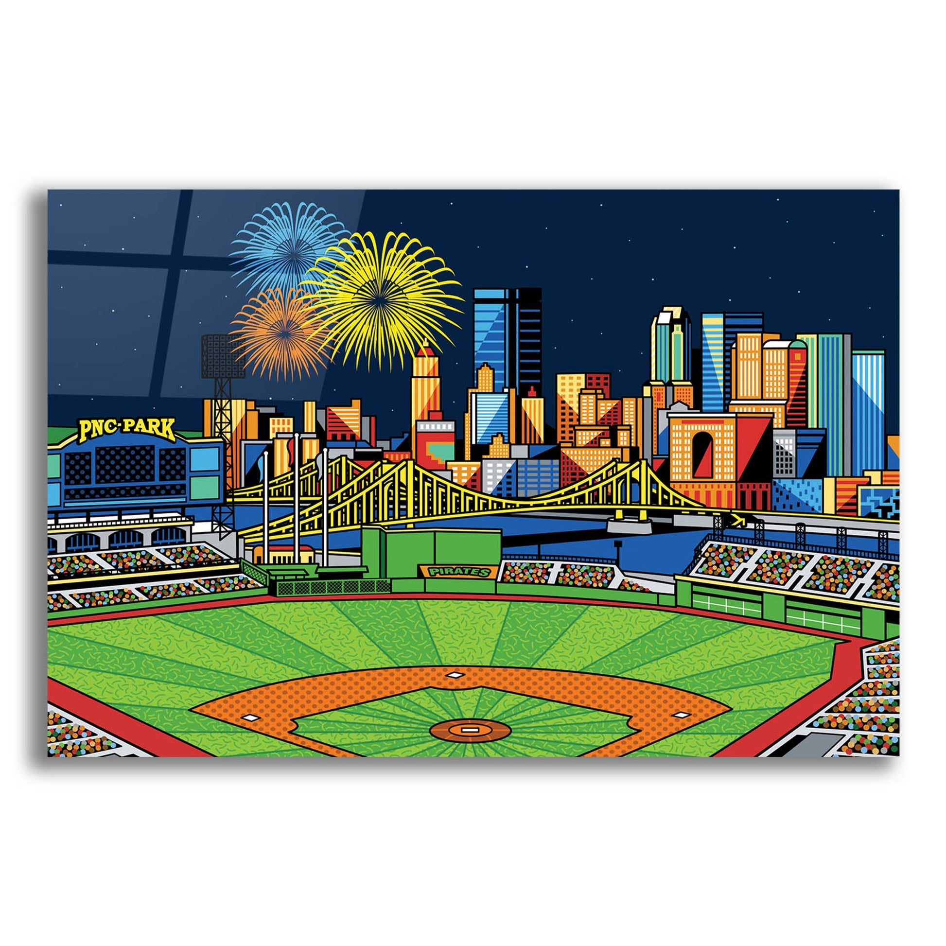 Epic Art 'PNC Park Fireworks Pittsburgh' by Ron Magnes, Acrylic Glass Wall Art,16x12