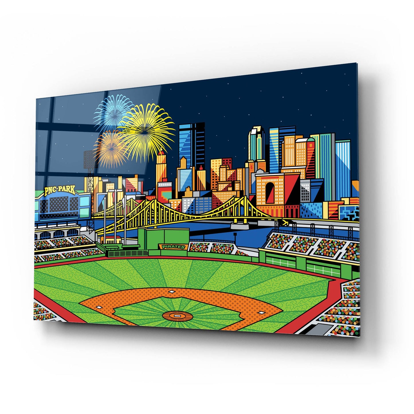 Epic Art 'PNC Park Fireworks Pittsburgh' by Ron Magnes, Acrylic Glass Wall Art,24x16