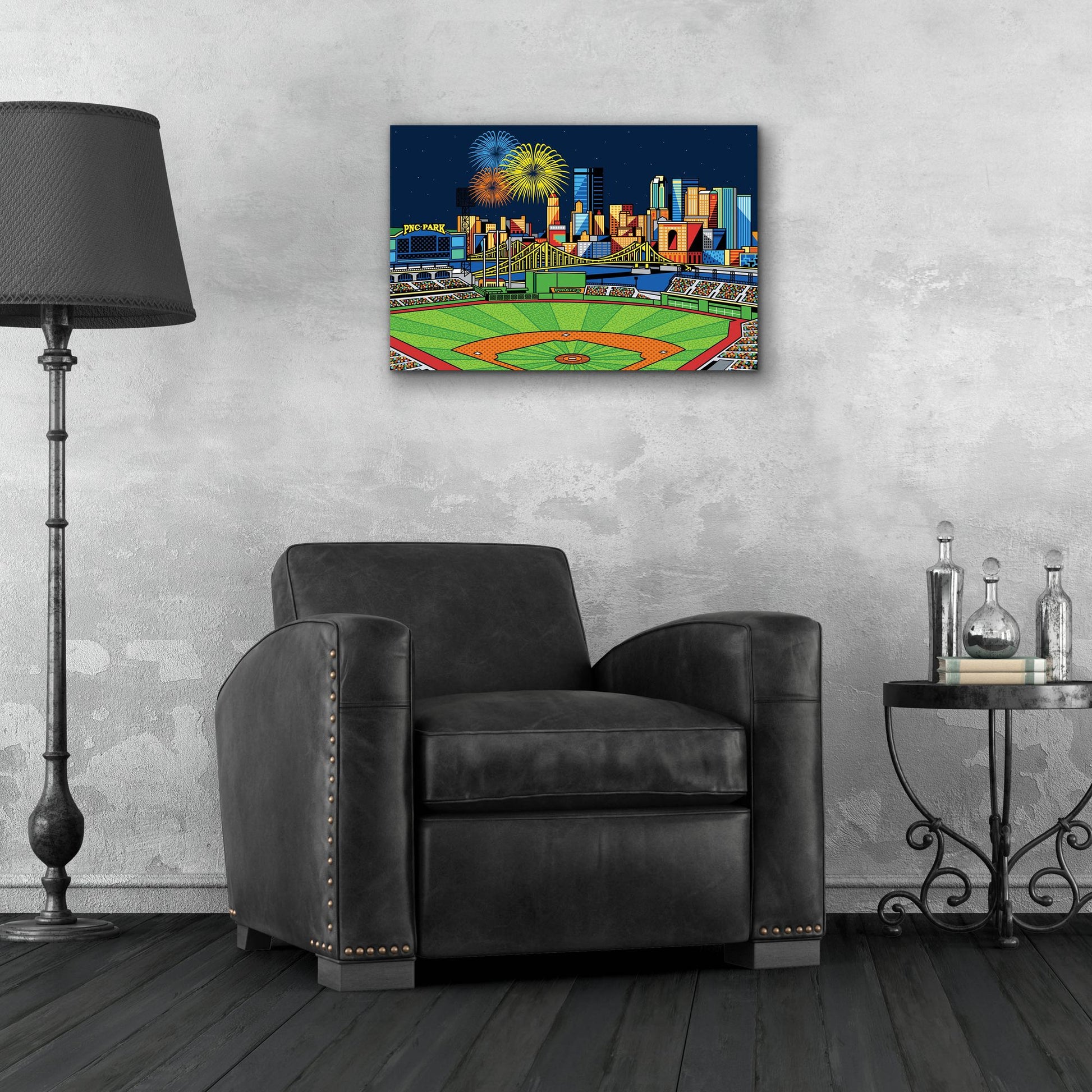 Epic Art 'PNC Park Fireworks Pittsburgh' by Ron Magnes, Acrylic Glass Wall Art,24x16